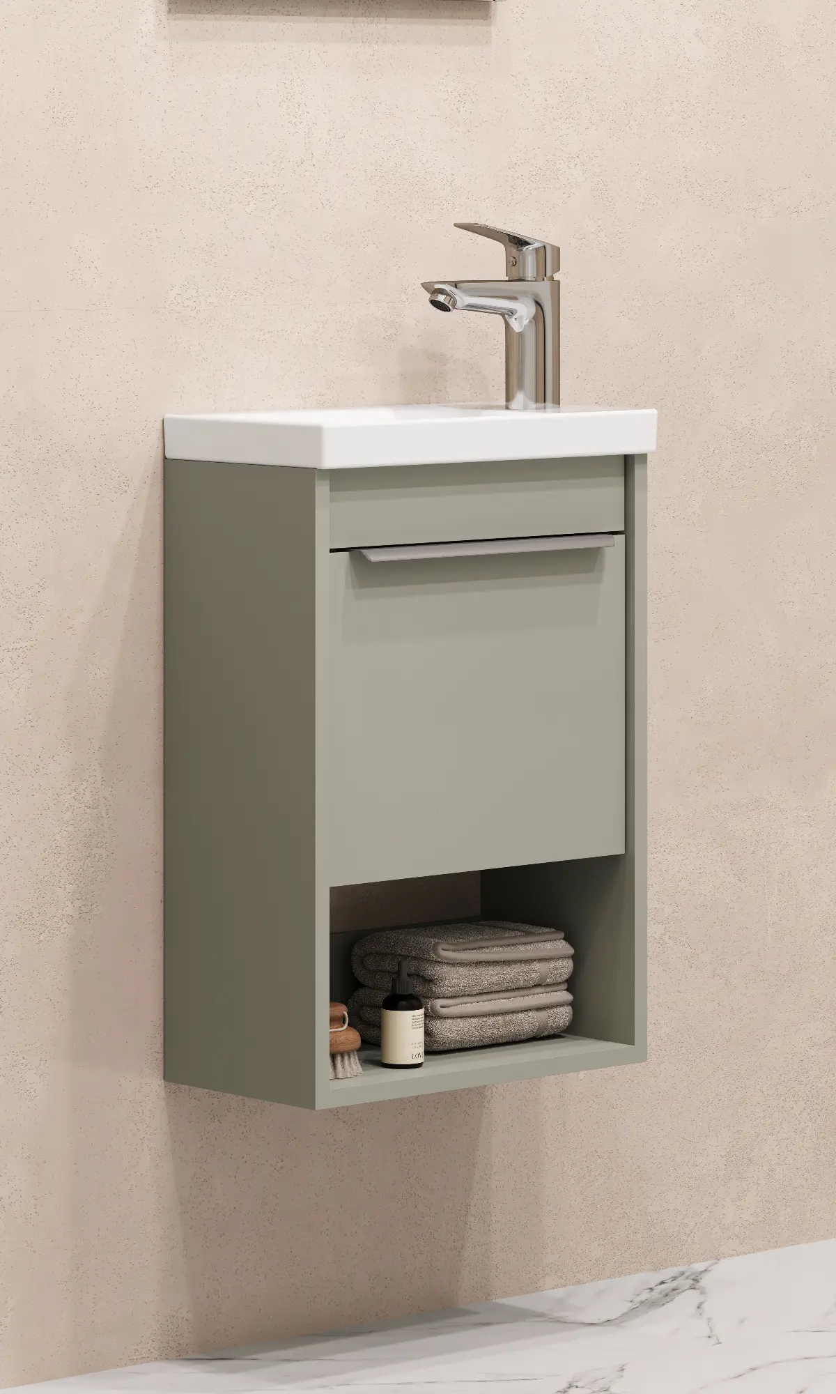 Тумба под раковину AQUATON Хоуп 40, 1 створка, хаки, 1A287101HP9D0