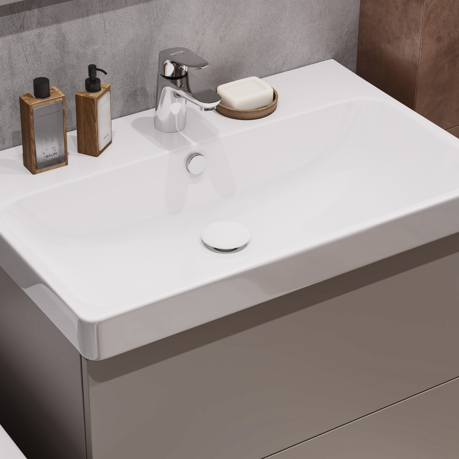 Комплект тумбы AQUATON Юнит 70 капучино, раковины Адриана 70, 1A286801UN4A0