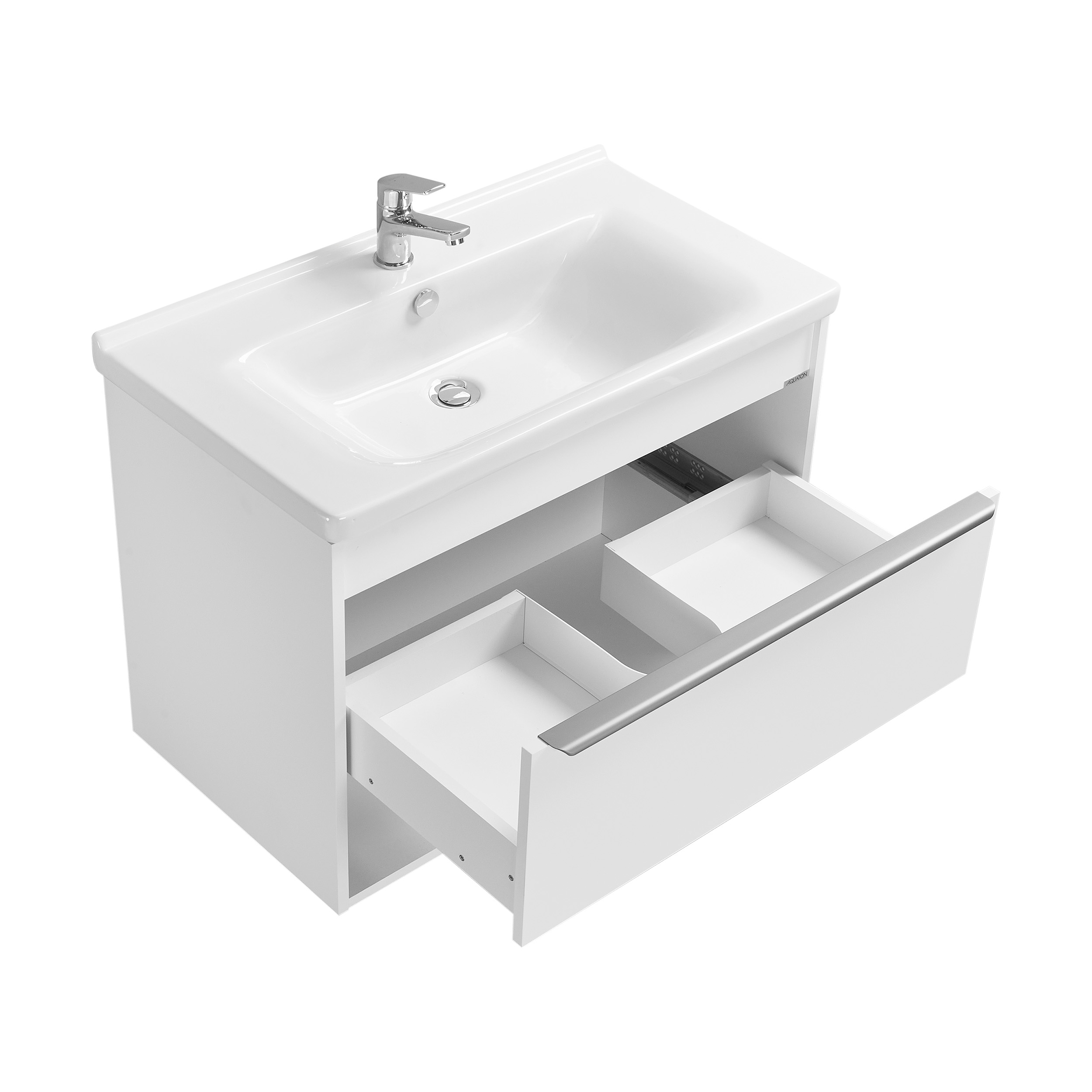 Тумба под раковину AQUATON Хоуп 80, 1 ящик, белый матовый, 1A287301HP2B0