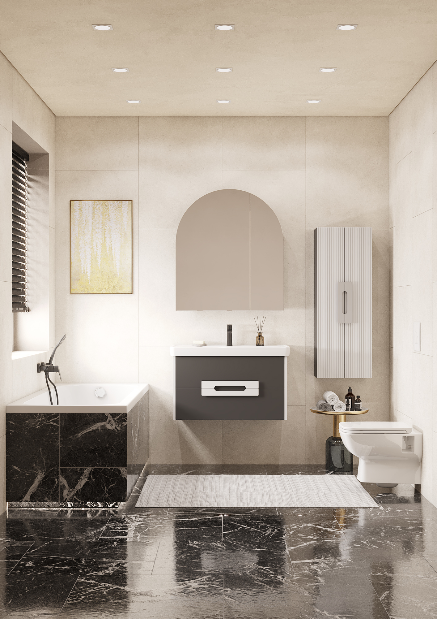 Тумба под раковину AQUATON Ар-Деко 65 2 ящика, серый кобальт 1A291401DD8D0