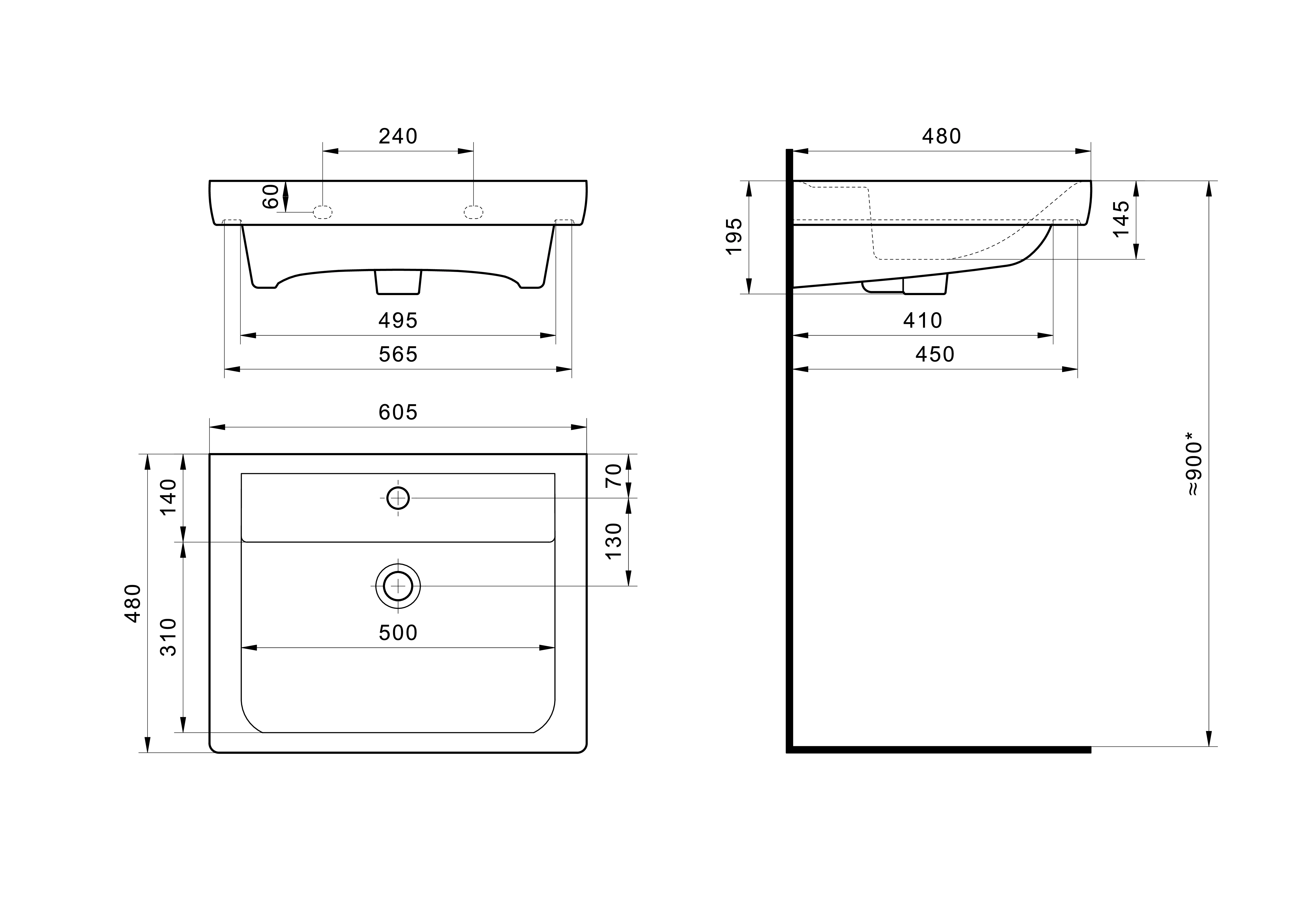 Раковина Santek Тигода 60 отверстие под смеситель 1WH302082