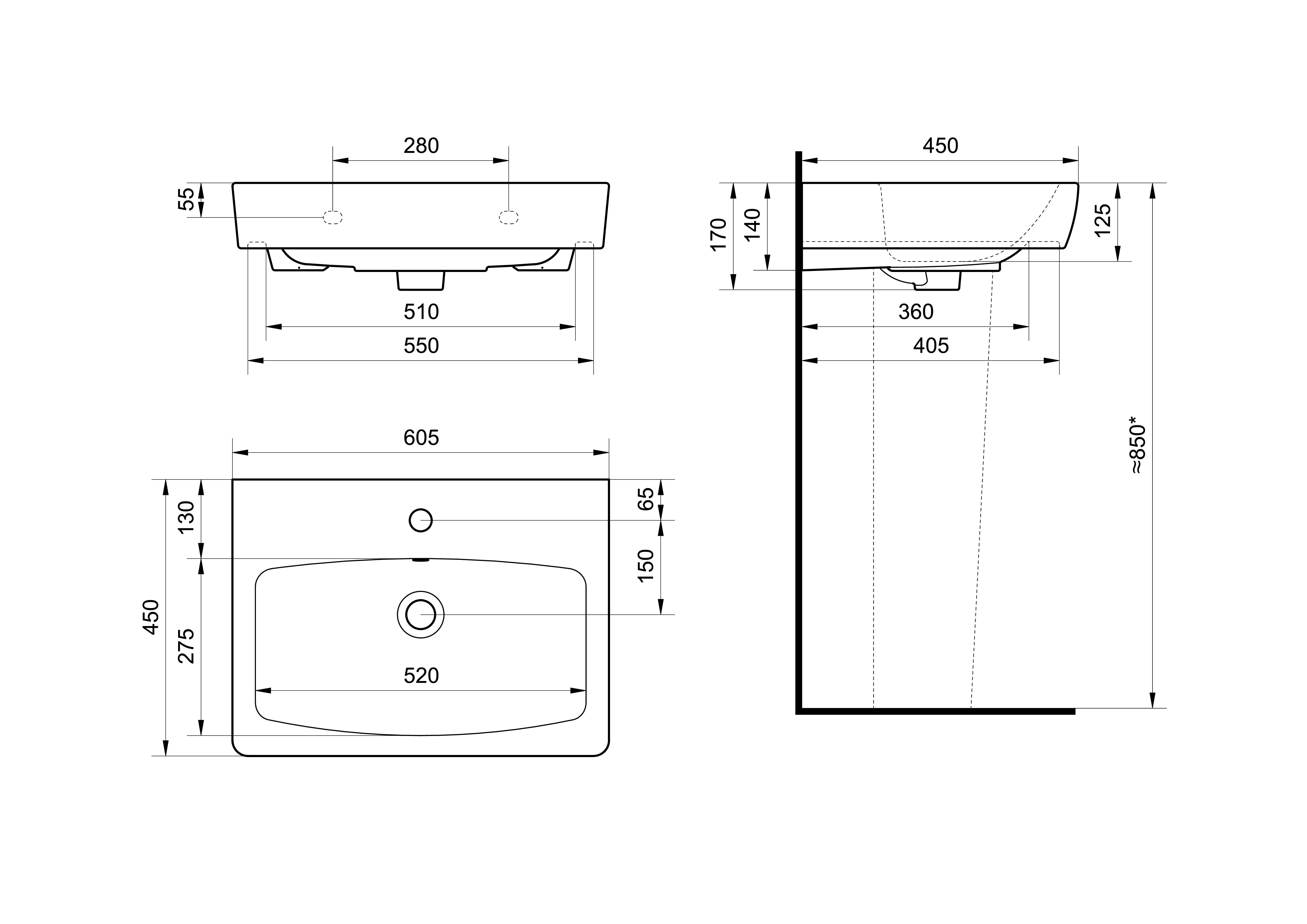 Раковина Santek Нео 60 отверстие под смеситель 1WH302186