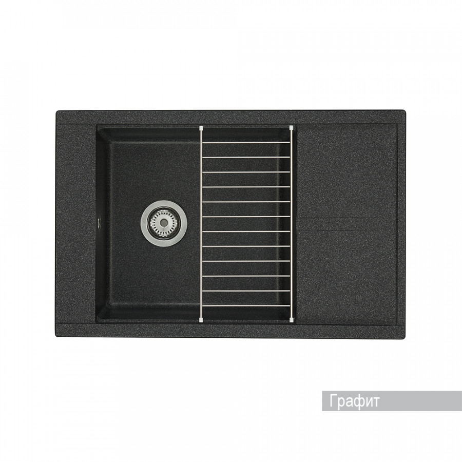 Мойка для кухни AQUATON Делия 78 прямоугольная с крылом графит 1A715132DE210