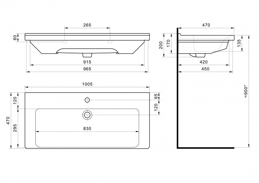 Раковина Santek Миранда 100 отверстие под смеситель 1WH302249
