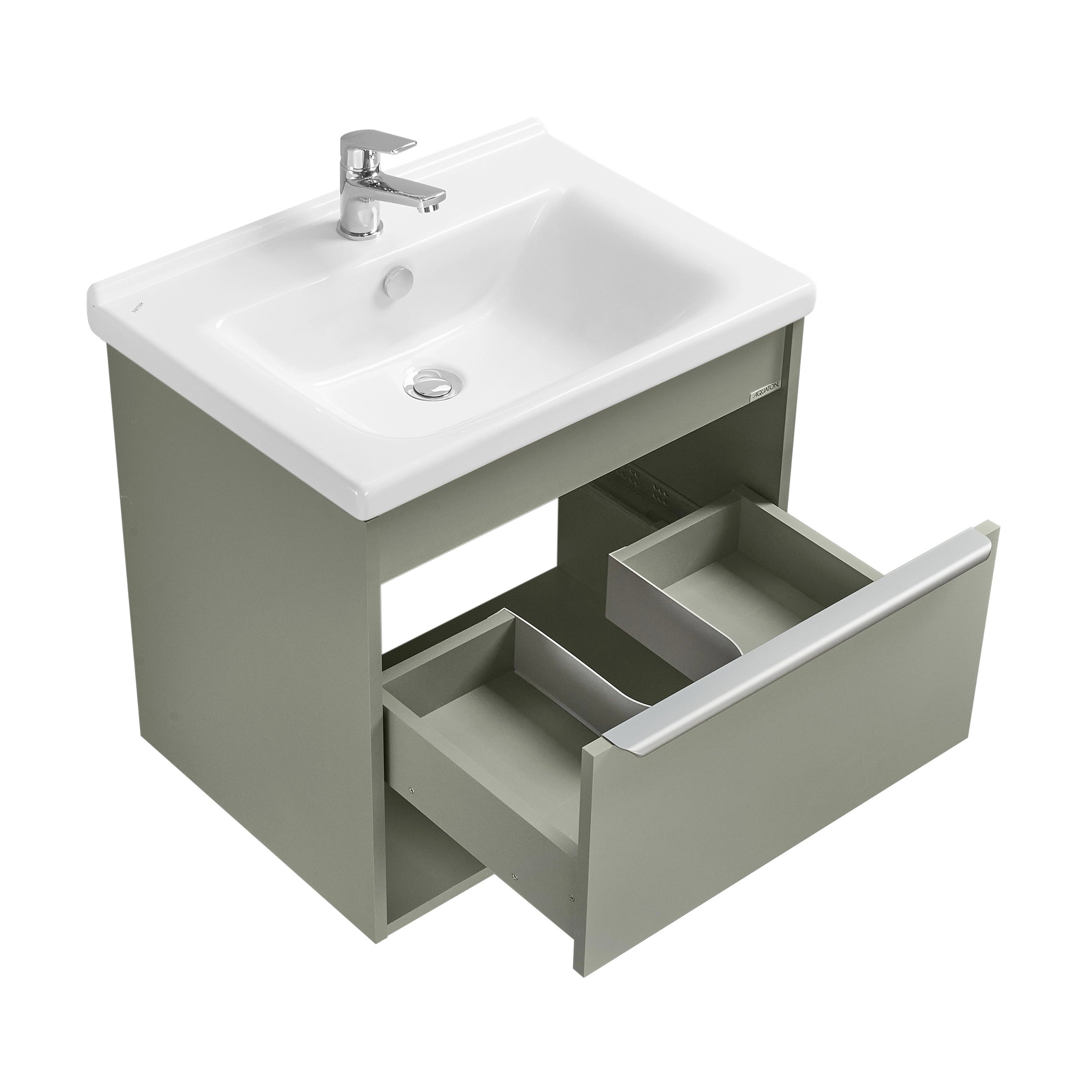 Тумба под раковину AQUATON Хоуп 60, 1 ящик, хаки, 1A287201HP9D0