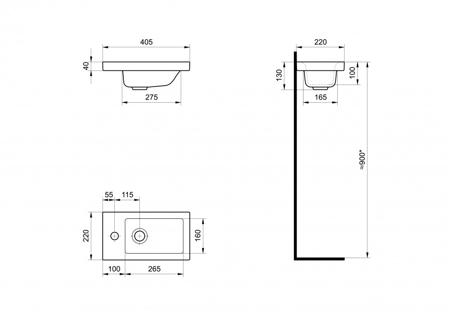 Раковина Santek Миранда 40 отверстие под смеситель 1WH302500