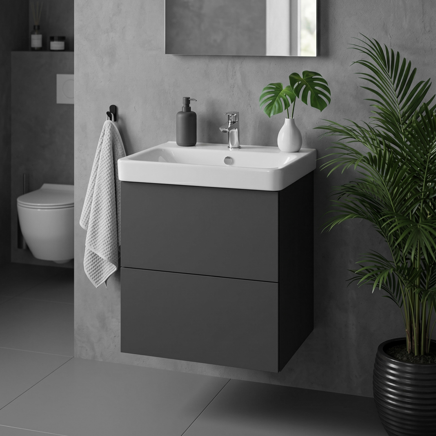 Комплект тумбы AQUATON Юнит 55 антрацит, раковины Адриана 55, 1A288201UN820