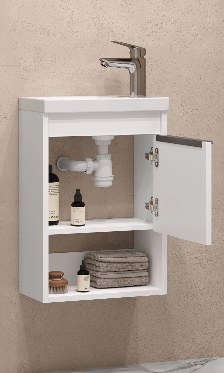 Тумба под раковину AQUATON Хоуп 40, 1 створка, белый матовый, 1A287101HP2B0