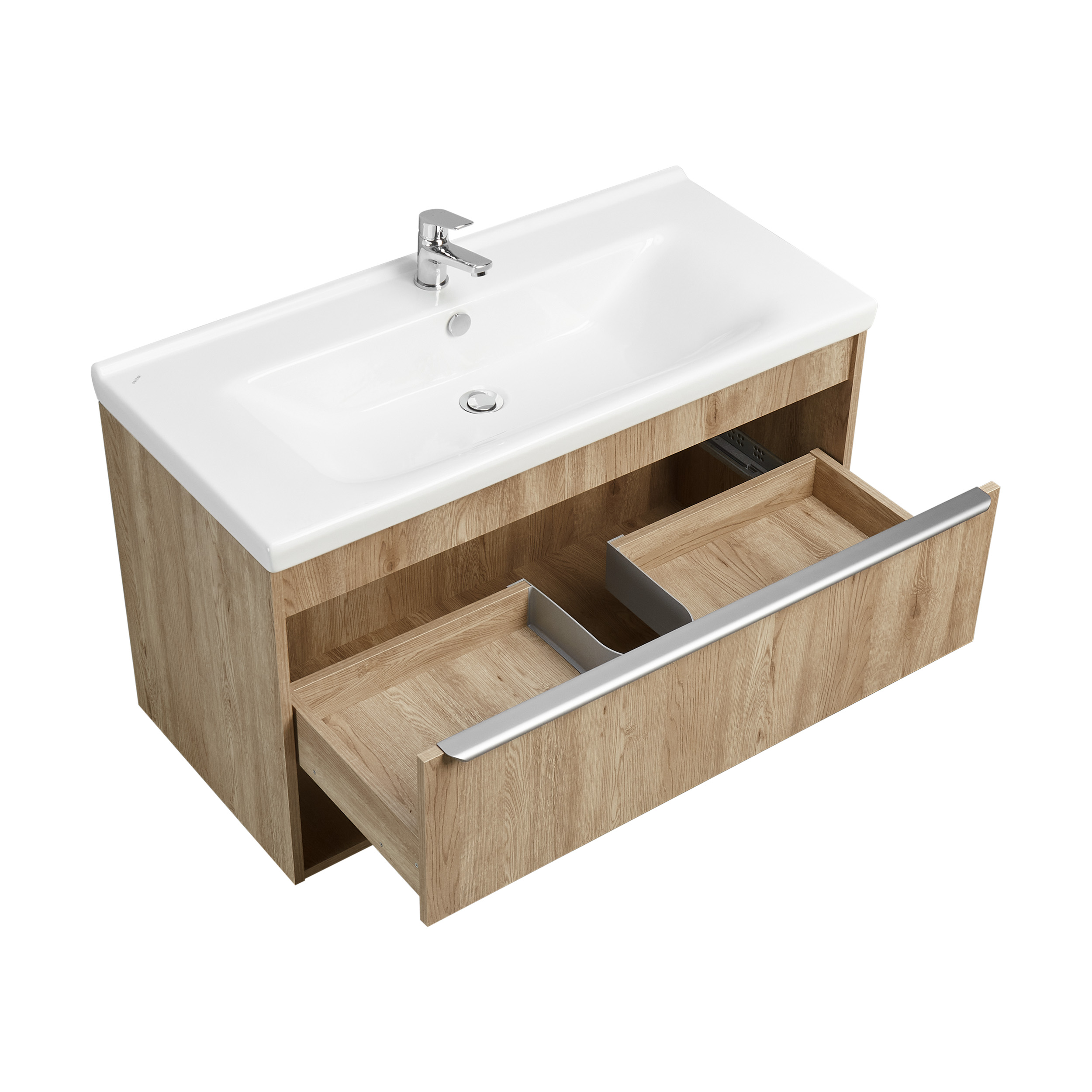 Тумба под раковину AQUATON Хоуп 100, 1 ящик, орех, 1A287401HP6C0