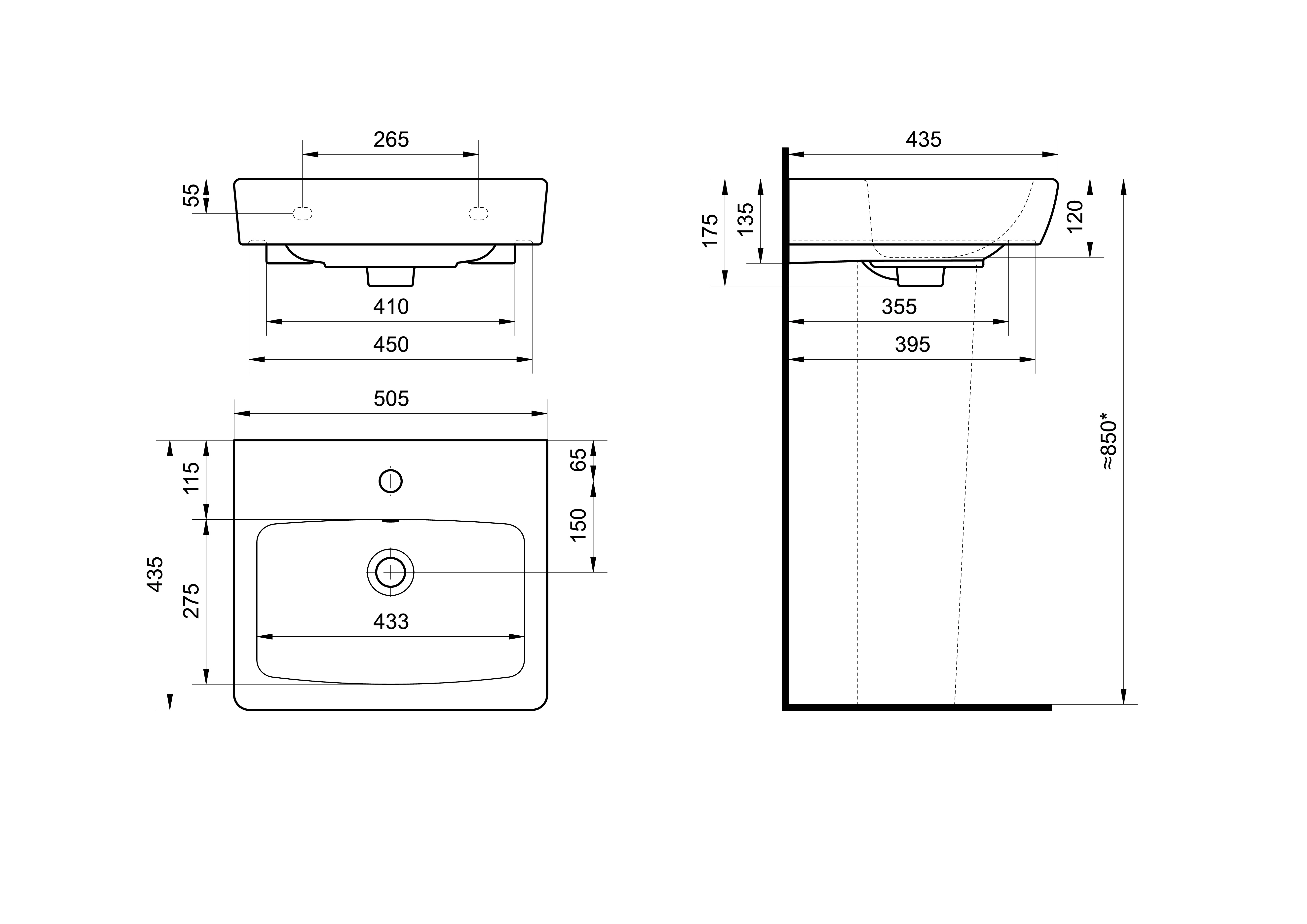Раковина Santek Нео 50 отверстие под смеситель 1WH302184