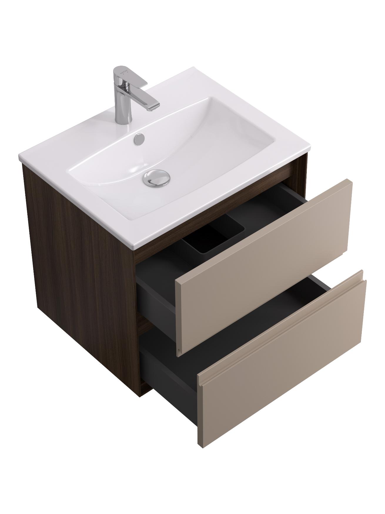 Тумба под раковину AQUATON Люмин 60 орех франклин/капучино 1A293901A5OK0