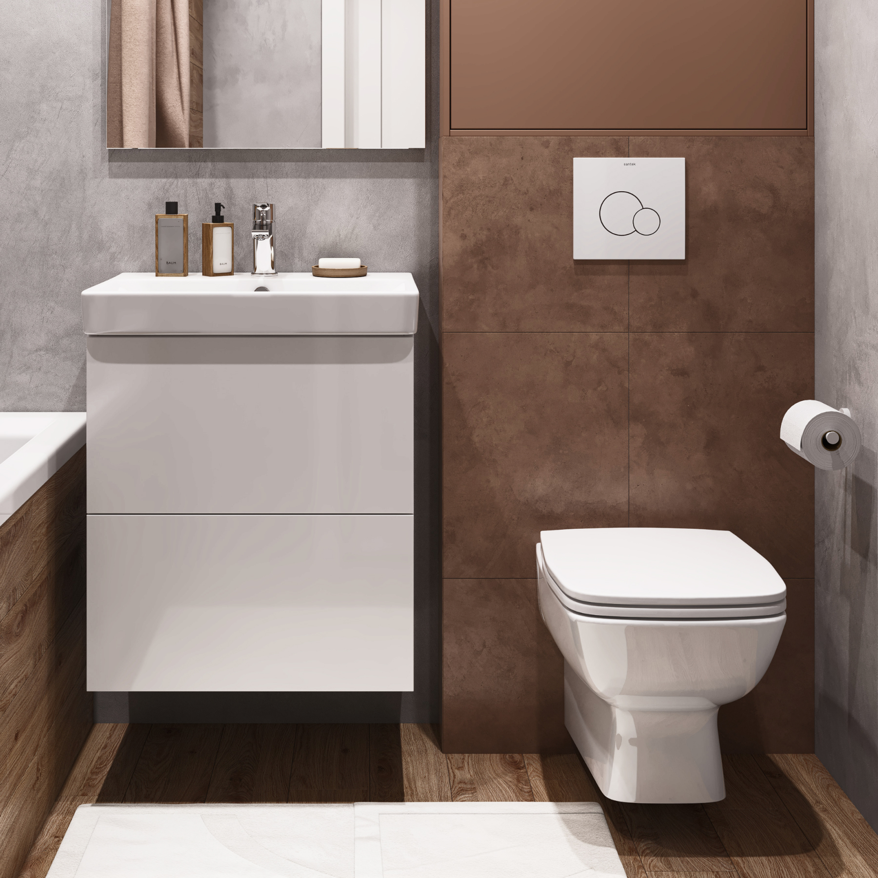 Комплект тумбы AQUATON Юнит 55 белый глянец, раковины Адриана 55, 1A288201UN010