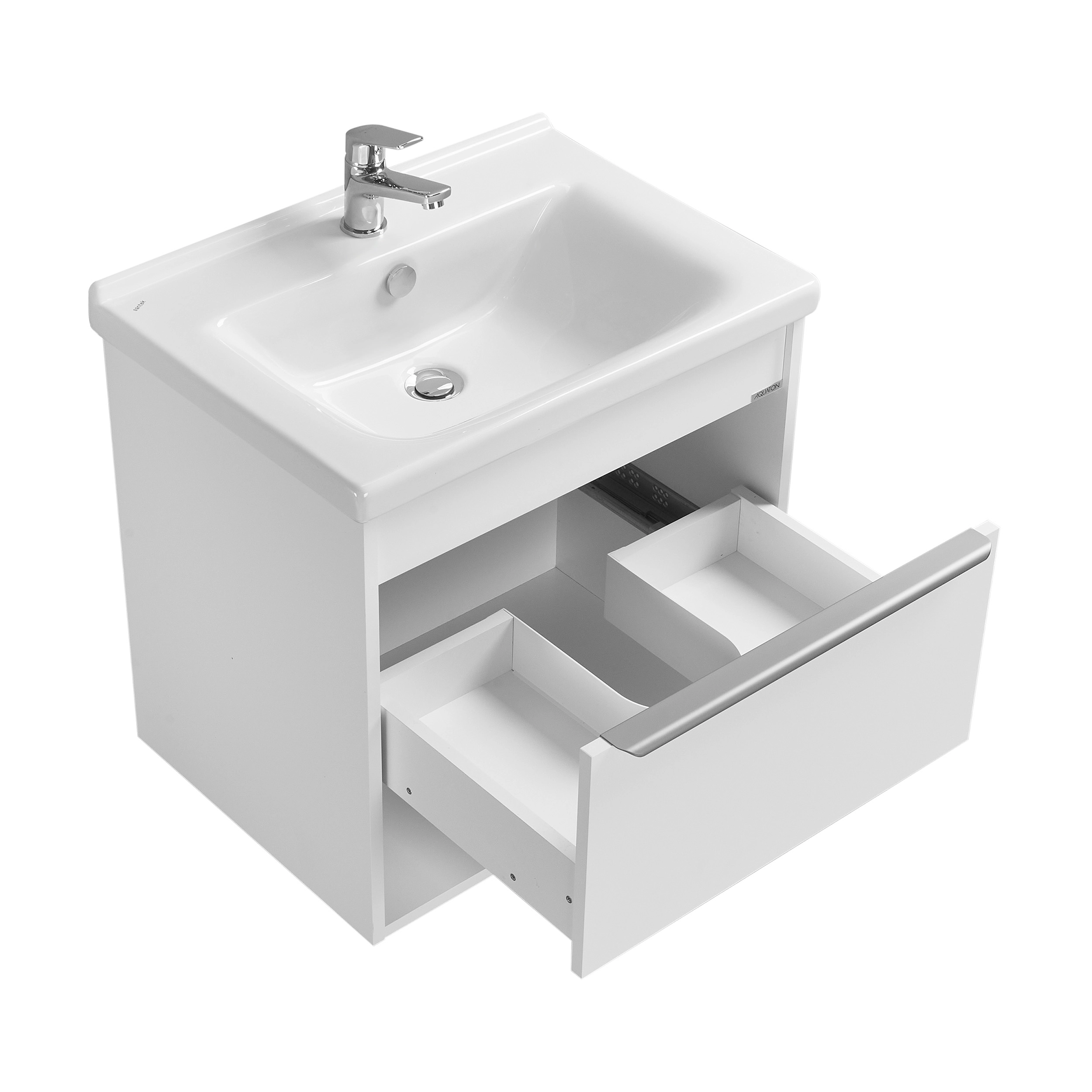 Тумба под раковину AQUATON Хоуп 60, 1 ящик, белый матовый, 1A287201HP2B0