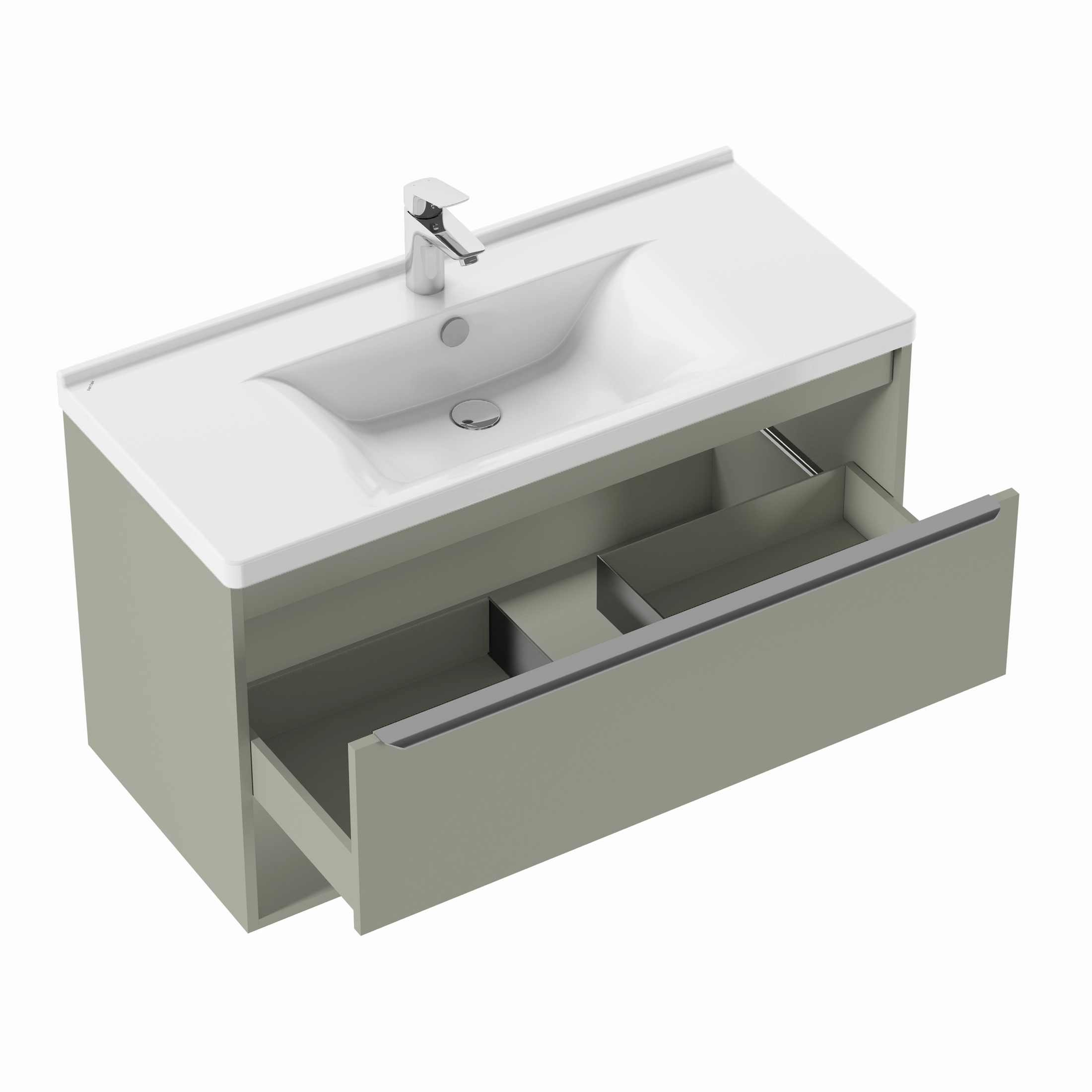 Тумба под раковину AQUATON Хоуп 100, 1 ящик, хаки, 1A287401HP9D0