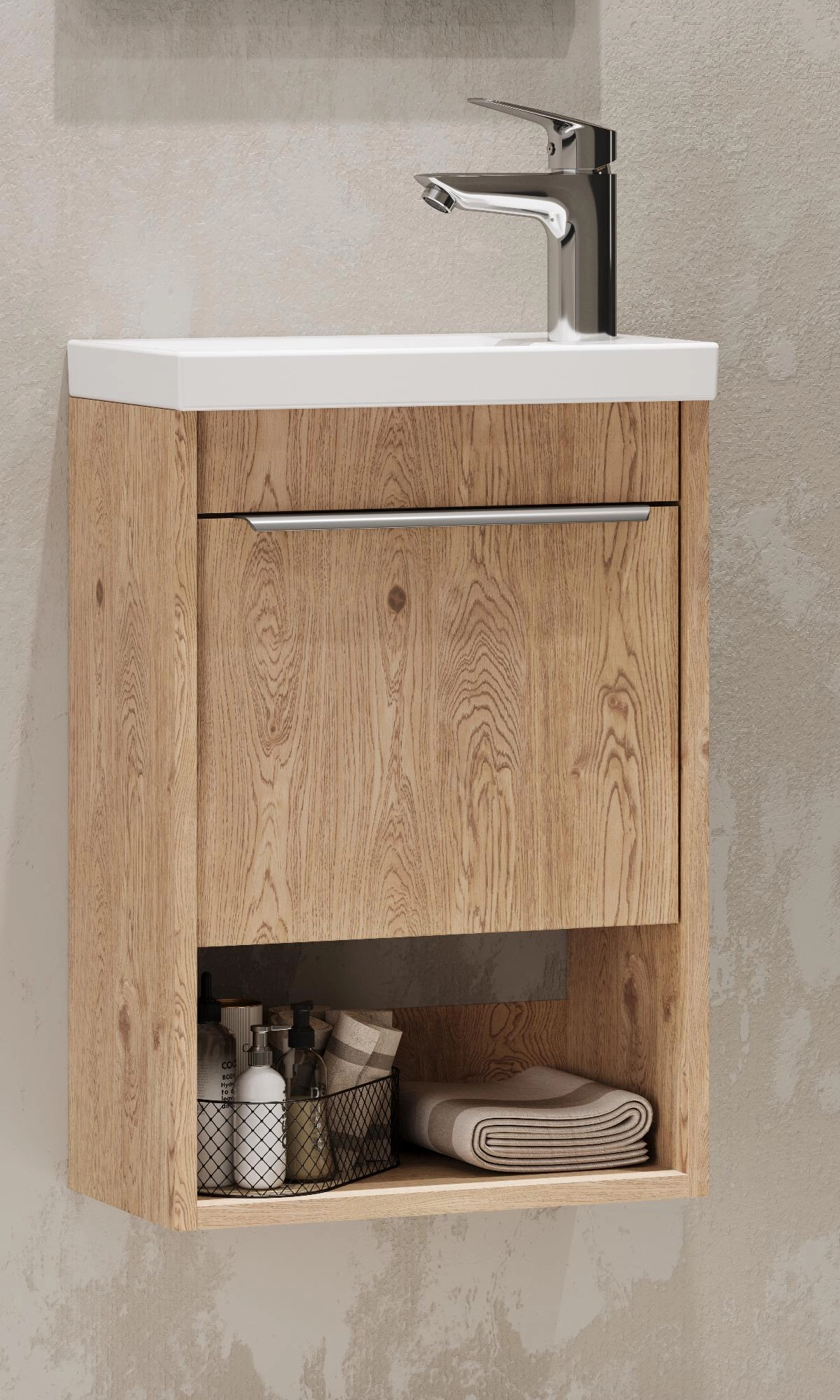 Тумба под раковину AQUATON Хоуп 40, 1 створка, орех, 1A287101HP6C0