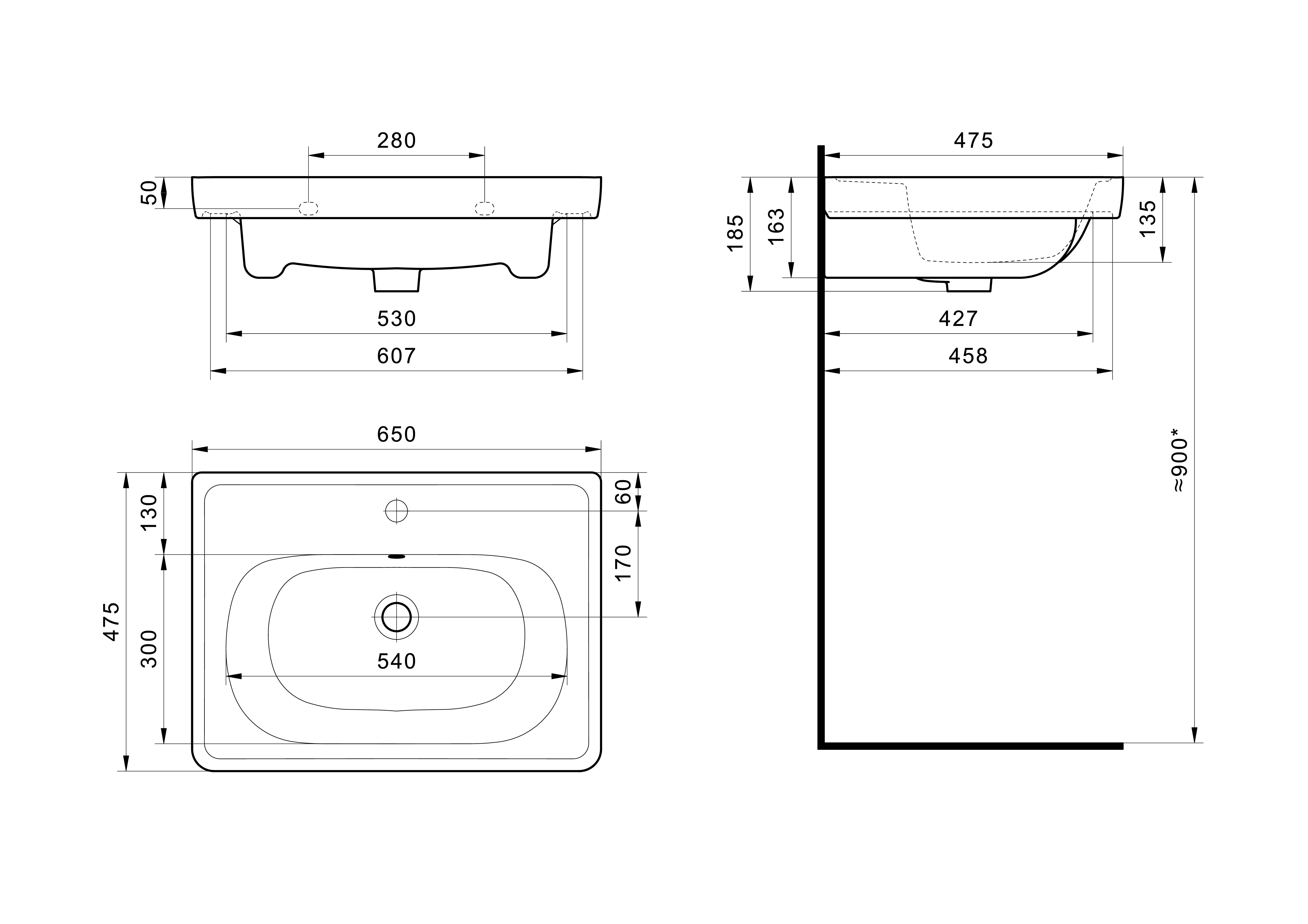 Раковина Santek Нео Классик 65 отверстие под смеситель 1WH501862