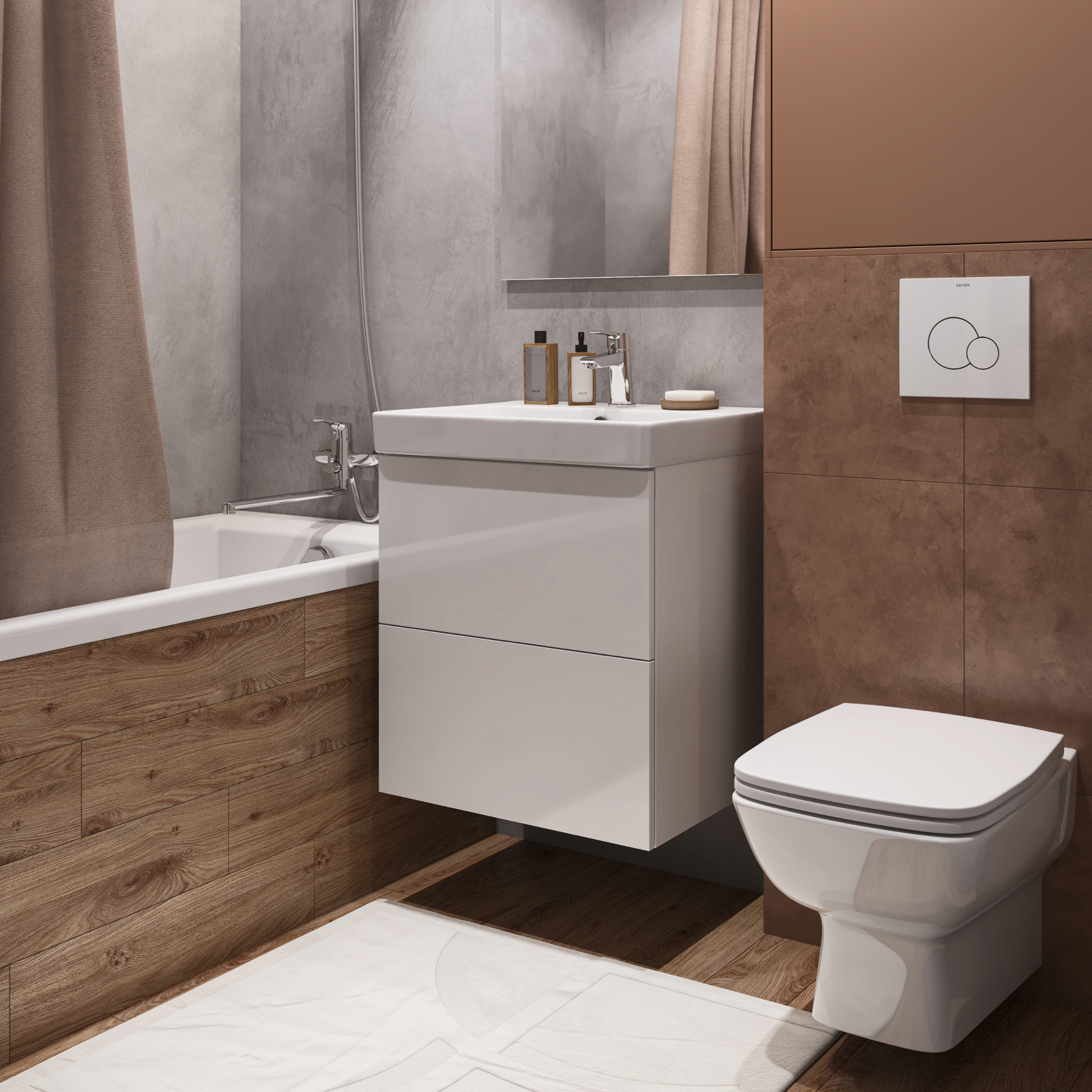 Комплект тумбы AQUATON Юнит 55 белый глянец, раковины Адриана 55, 1A288201UN010