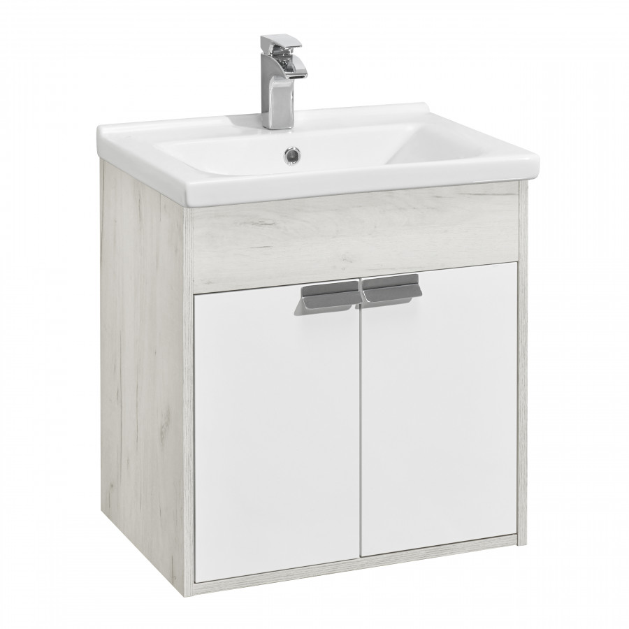 Тумба под раковину AQUATON Флай 60 белый, дуб крафт 1A237301FAX10