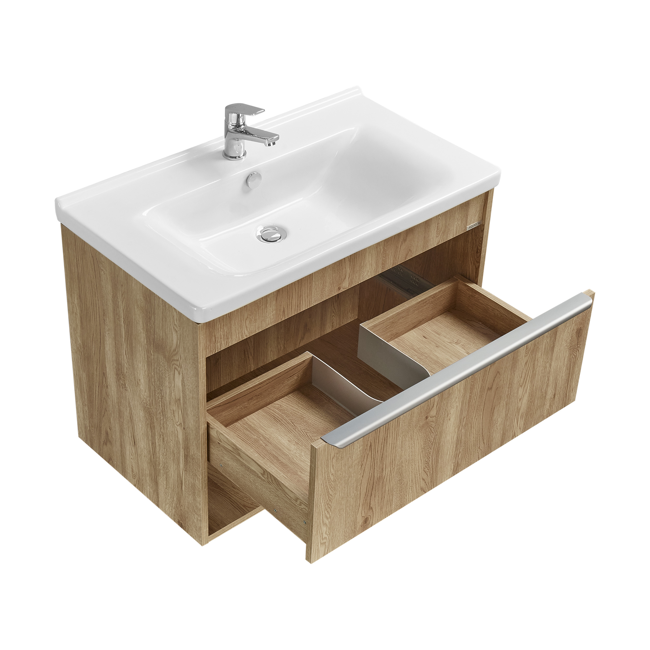 Тумба под раковину AQUATON Хоуп 80, 1 ящик, орех, 1A287301HP6C0