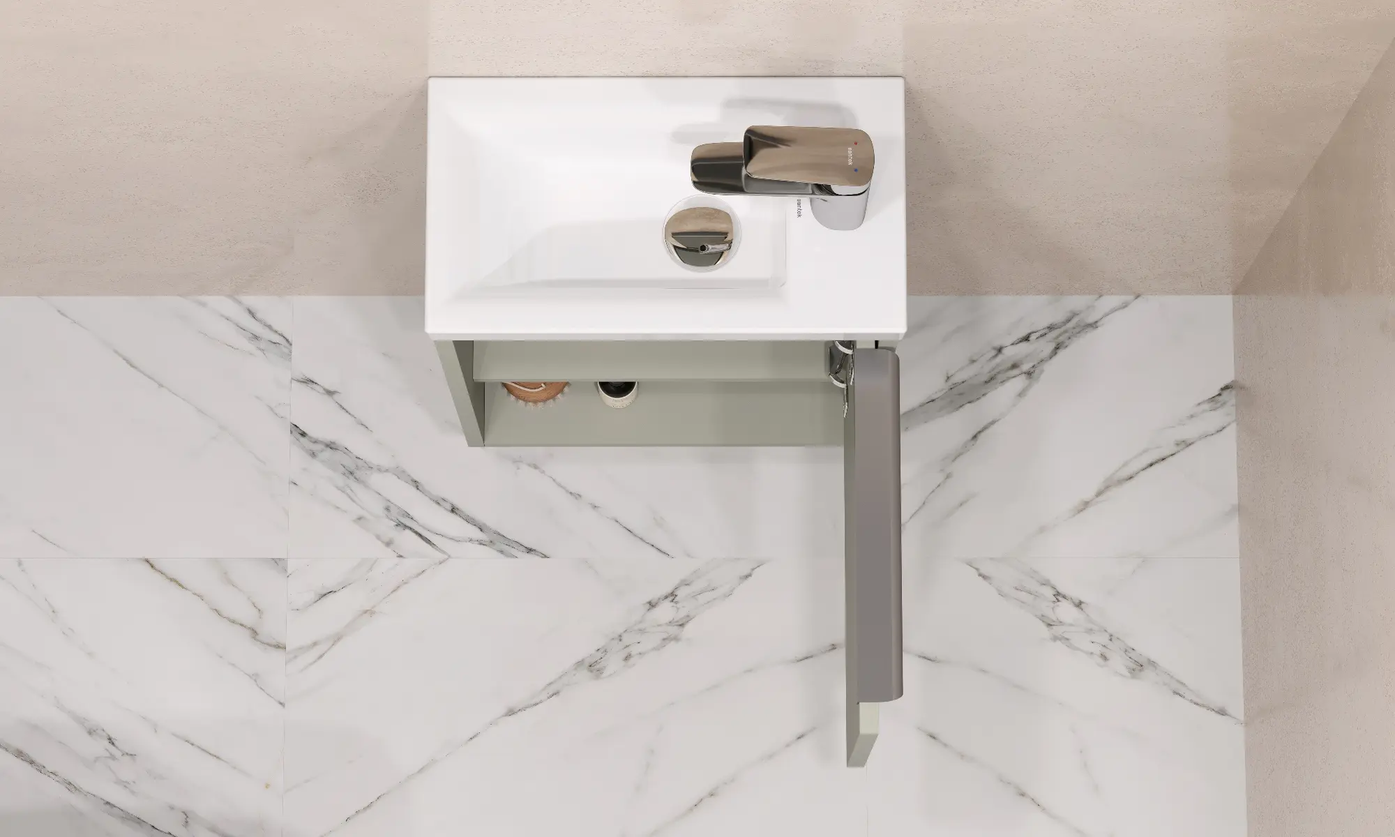 Тумба под раковину AQUATON Хоуп 40, 1 створка, хаки, 1A287101HP9D0