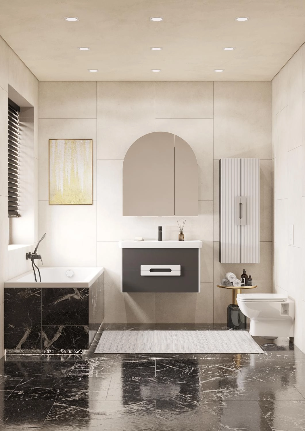 Тумба под раковину AQUATON Ар-Деко 65 2 ящика, серый кобальт 1A291401DD8D0