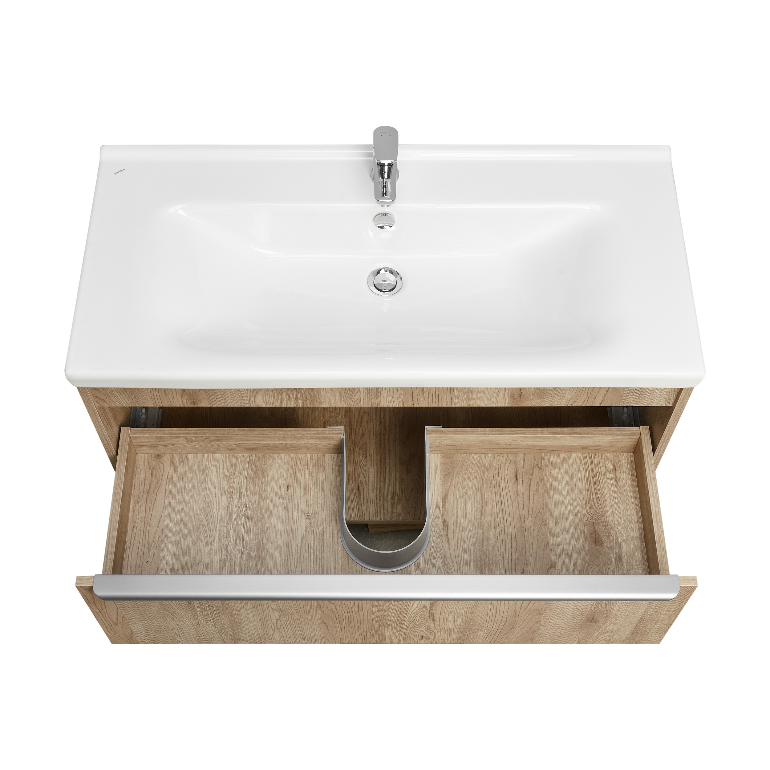 Тумба под раковину AQUATON Хоуп 100, 1 ящик, орех, 1A287401HP6C0