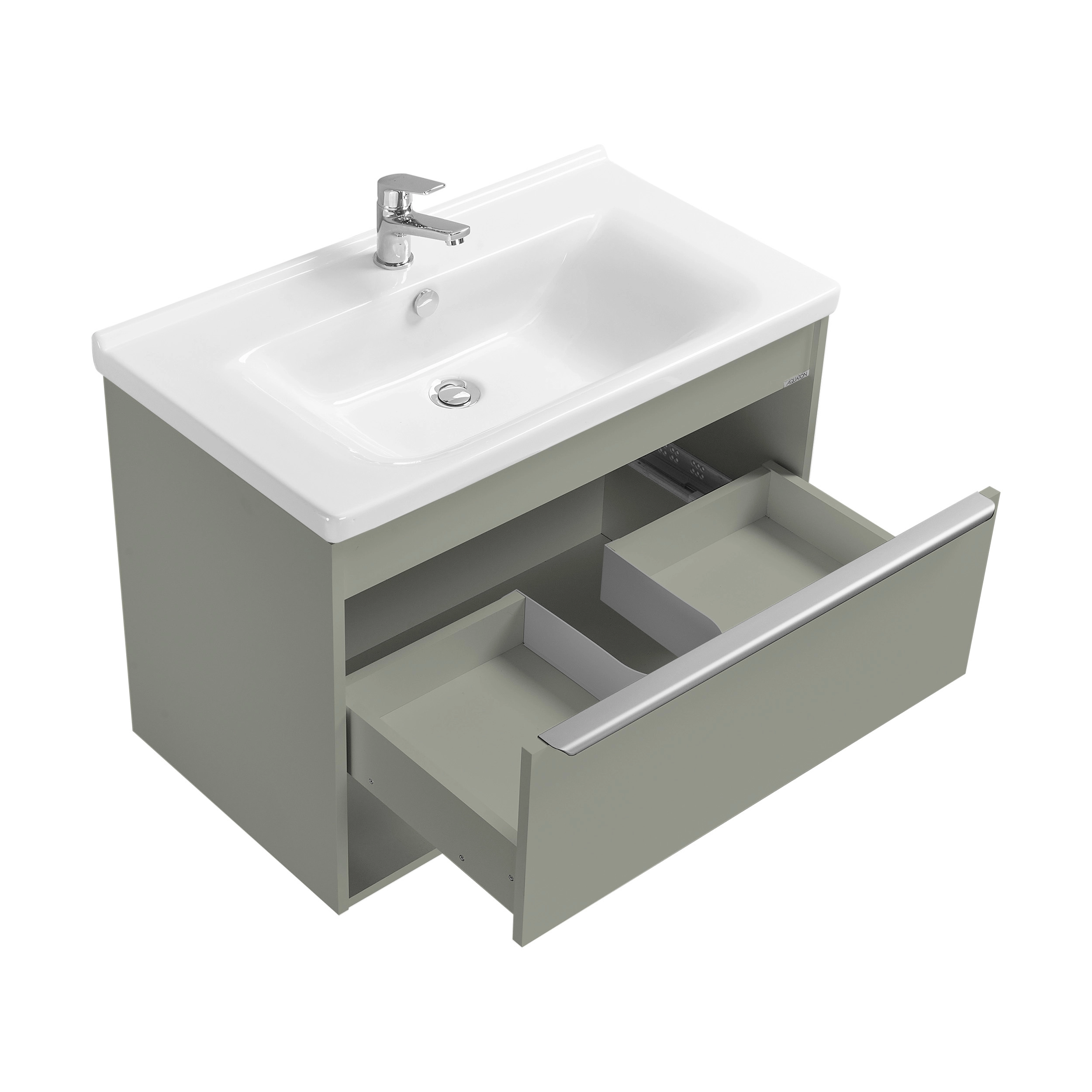 Тумба под раковину AQUATON Хоуп 80, 1 ящик, хаки, 1A287301HP9D0