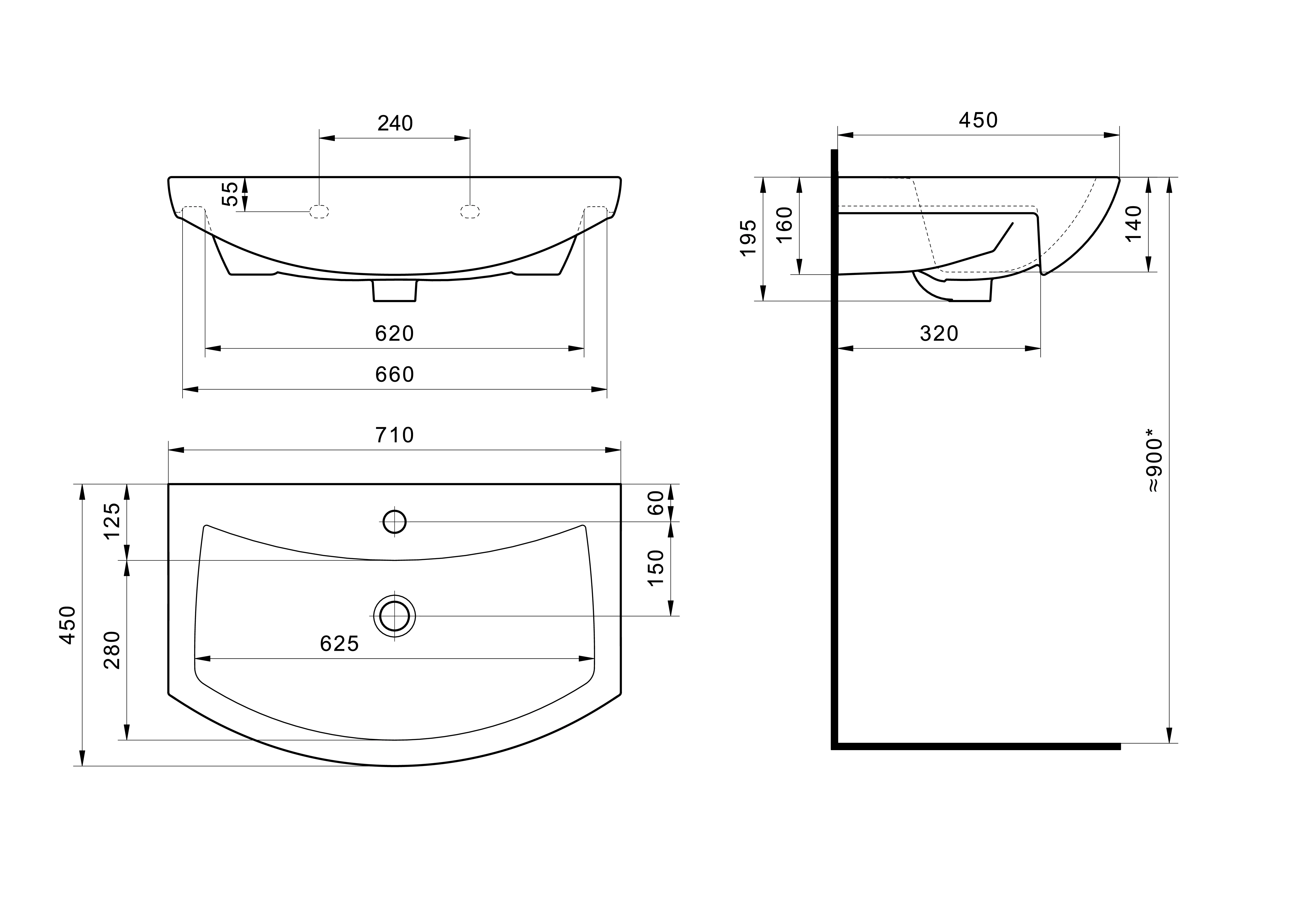Раковина Santek Балтика 70 отверстие под смеситель 1WH207776