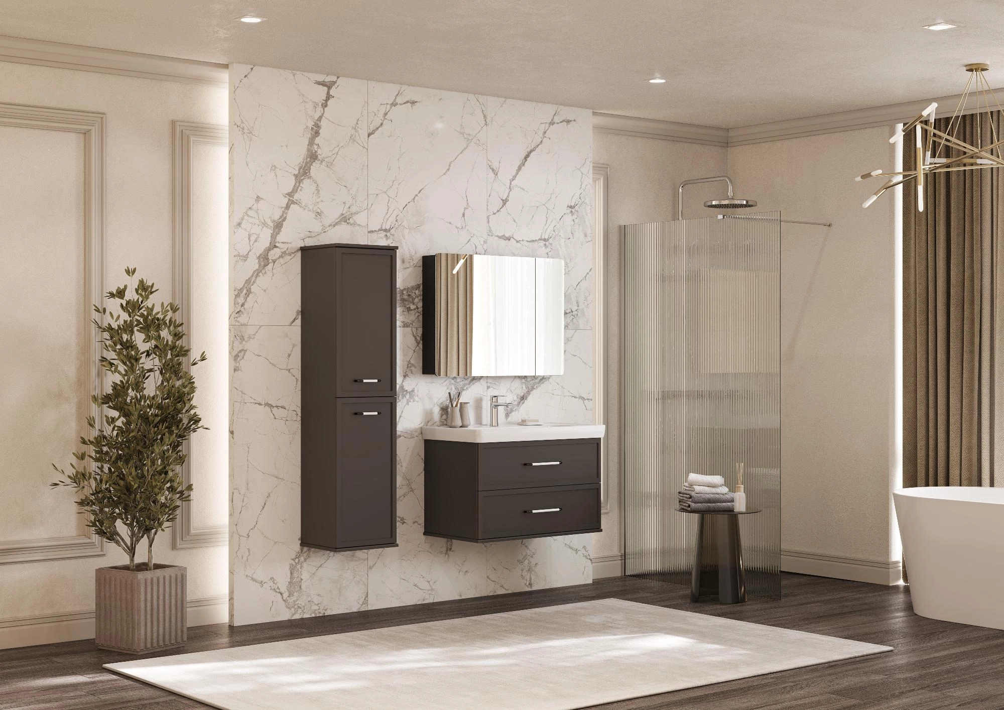 Зеркальный шкаф AQUATON Ар-Деко 105 серый кобальт 1A291702DD8D0