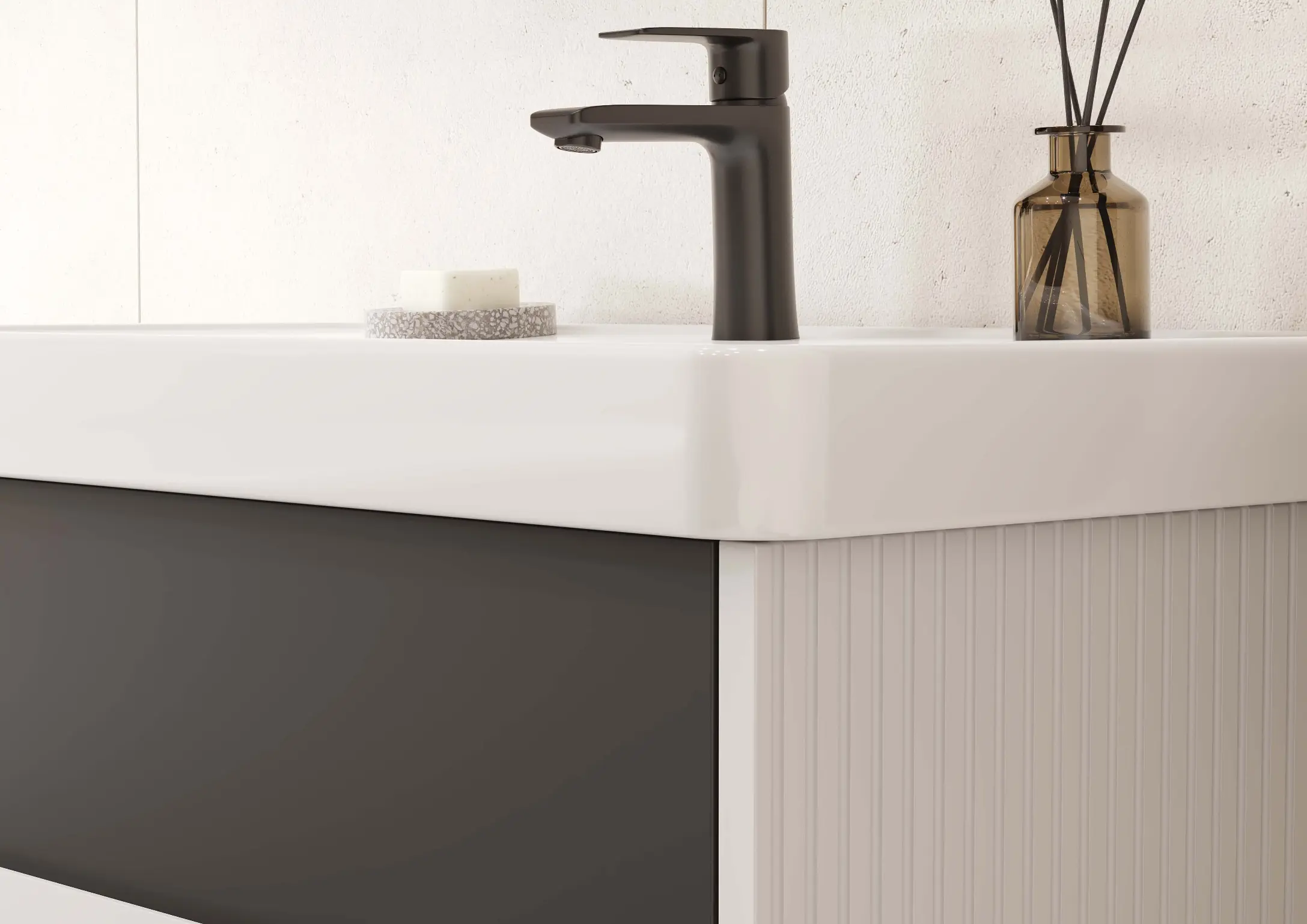 Тумба под раковину AQUATON Ар-Деко 65 2 ящика, серый кобальт 1A291401DD8D0