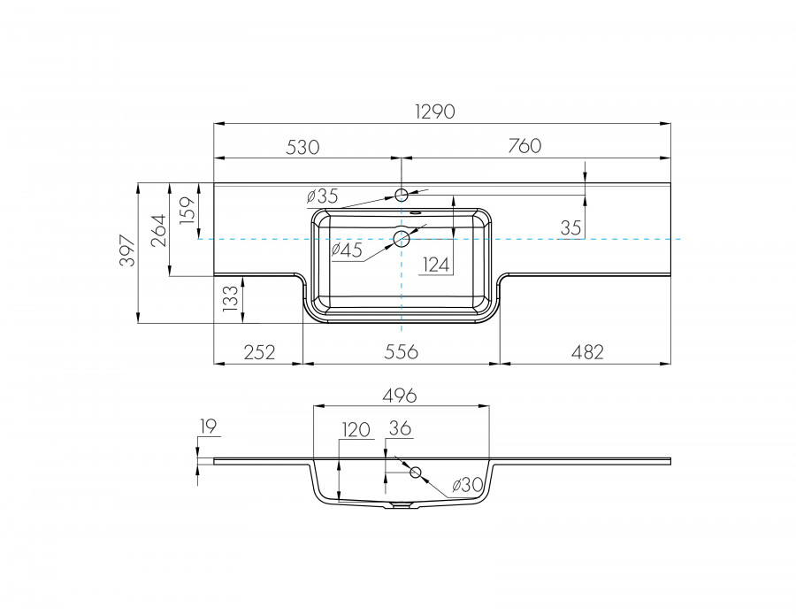 Раковина AQUATON Отель B 129 левая белая 1A709831PI01L