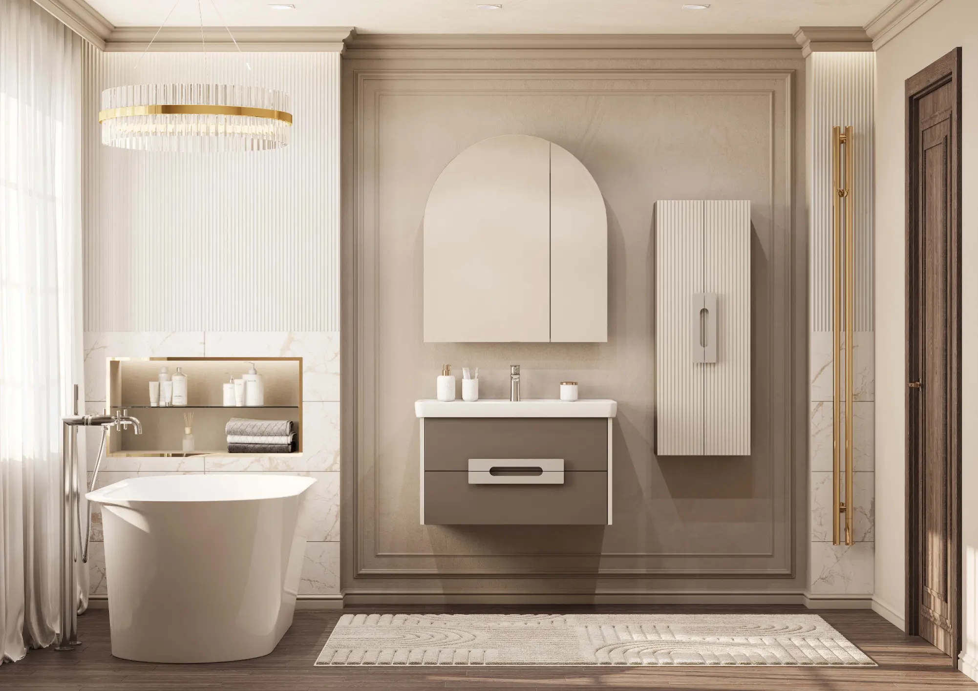 Тумба под раковину AQUATON Ар-Деко 65 2 ящика, кашемир 1A291401DD6E0