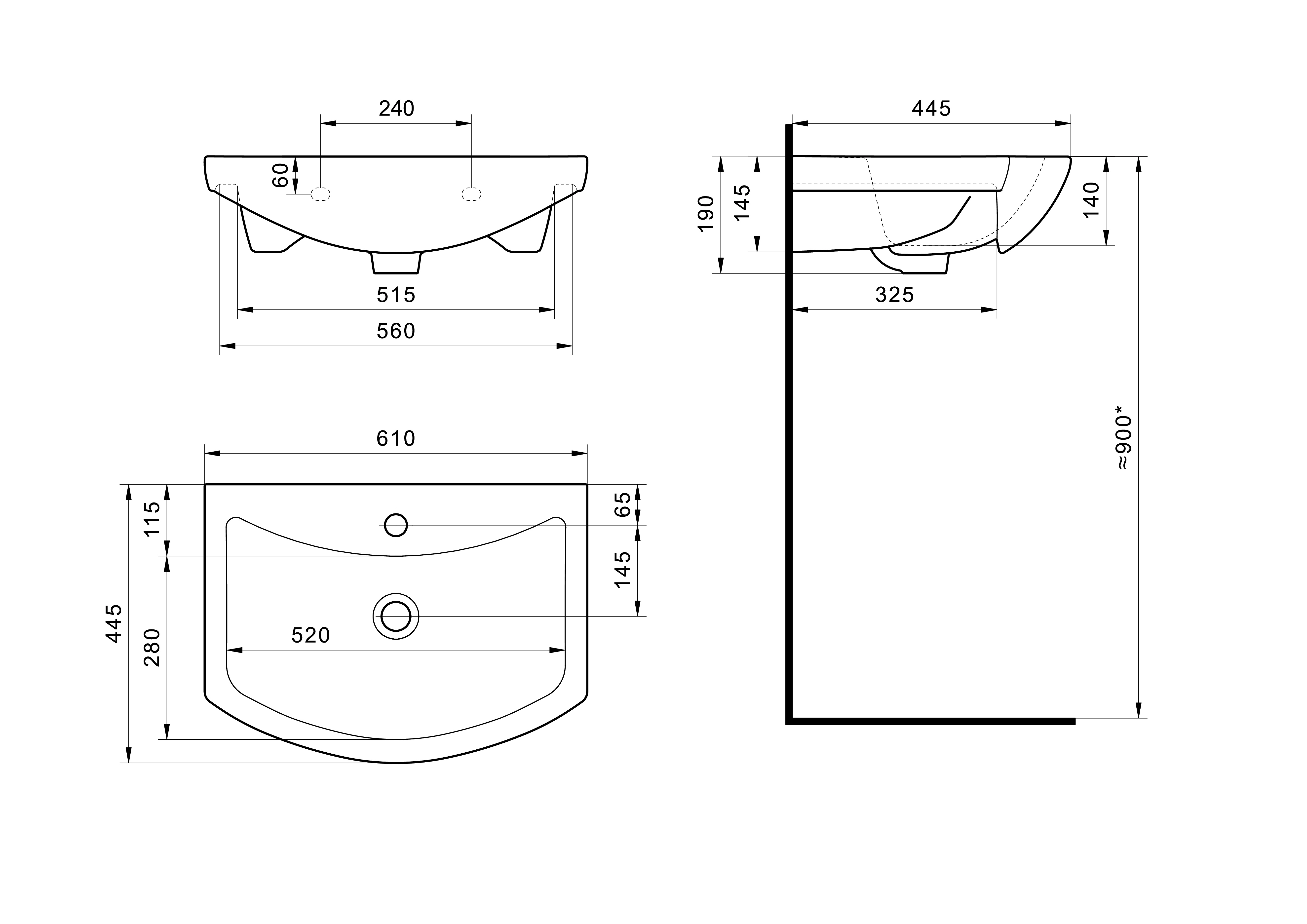 Раковина Santek Балтика 60 отверстие под смеситель 1WH110246