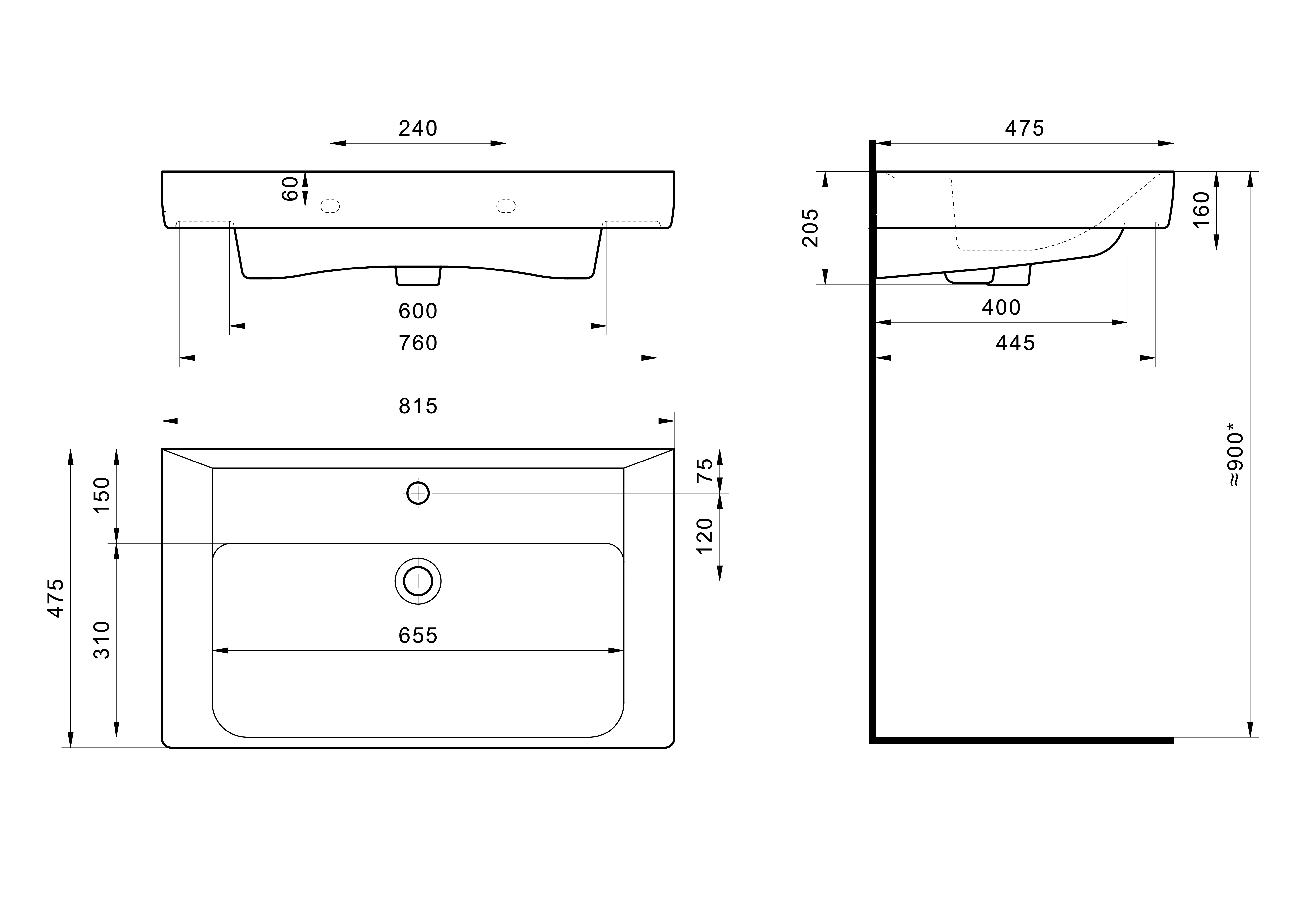 Раковина Santek Тигода 80 отверстие под смеситель 1WH302084