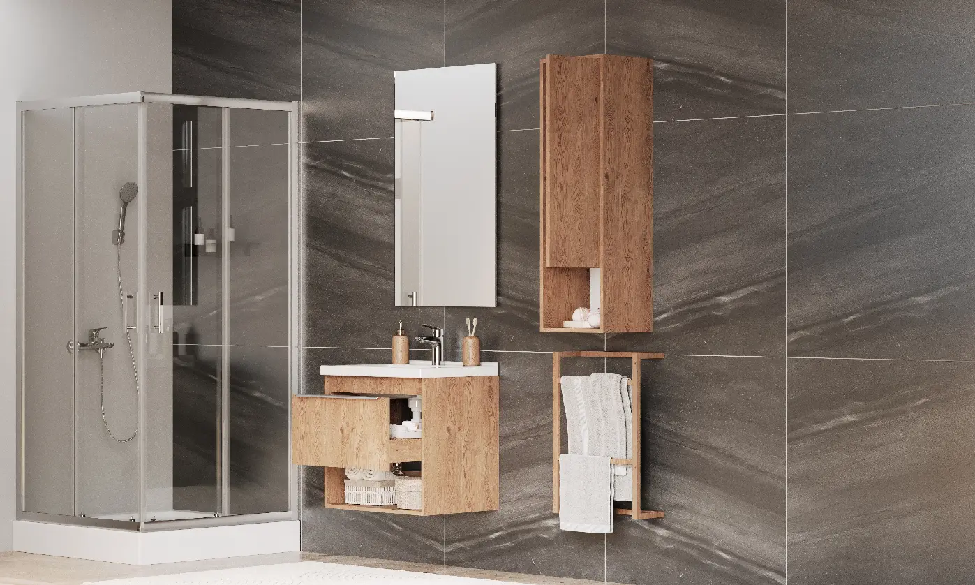 Тумба под раковину AQUATON Хоуп 60, 1 ящик, орех, 1A287201HP6C0