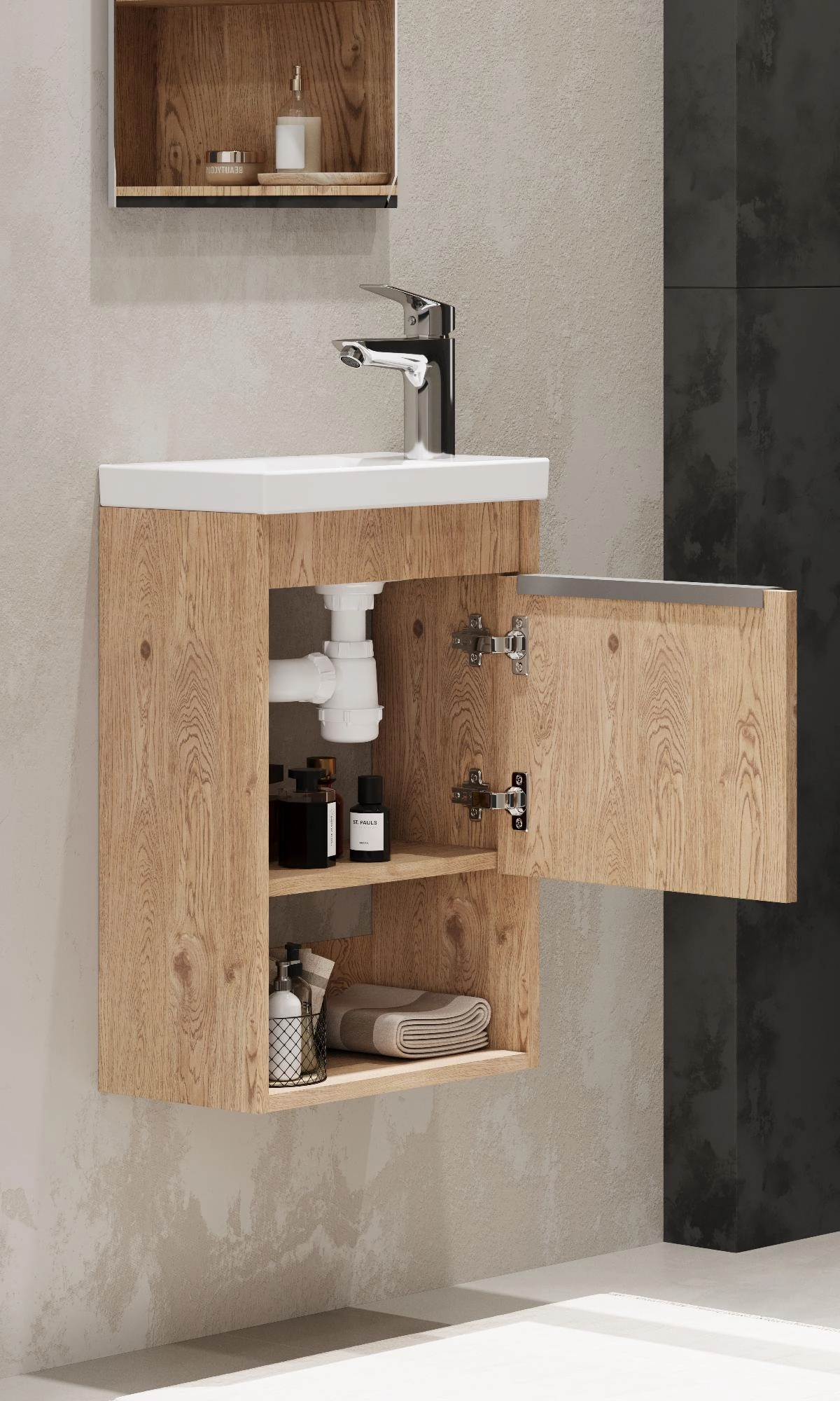 Тумба под раковину AQUATON Хоуп 40, 1 створка, орех, 1A287101HP6C0