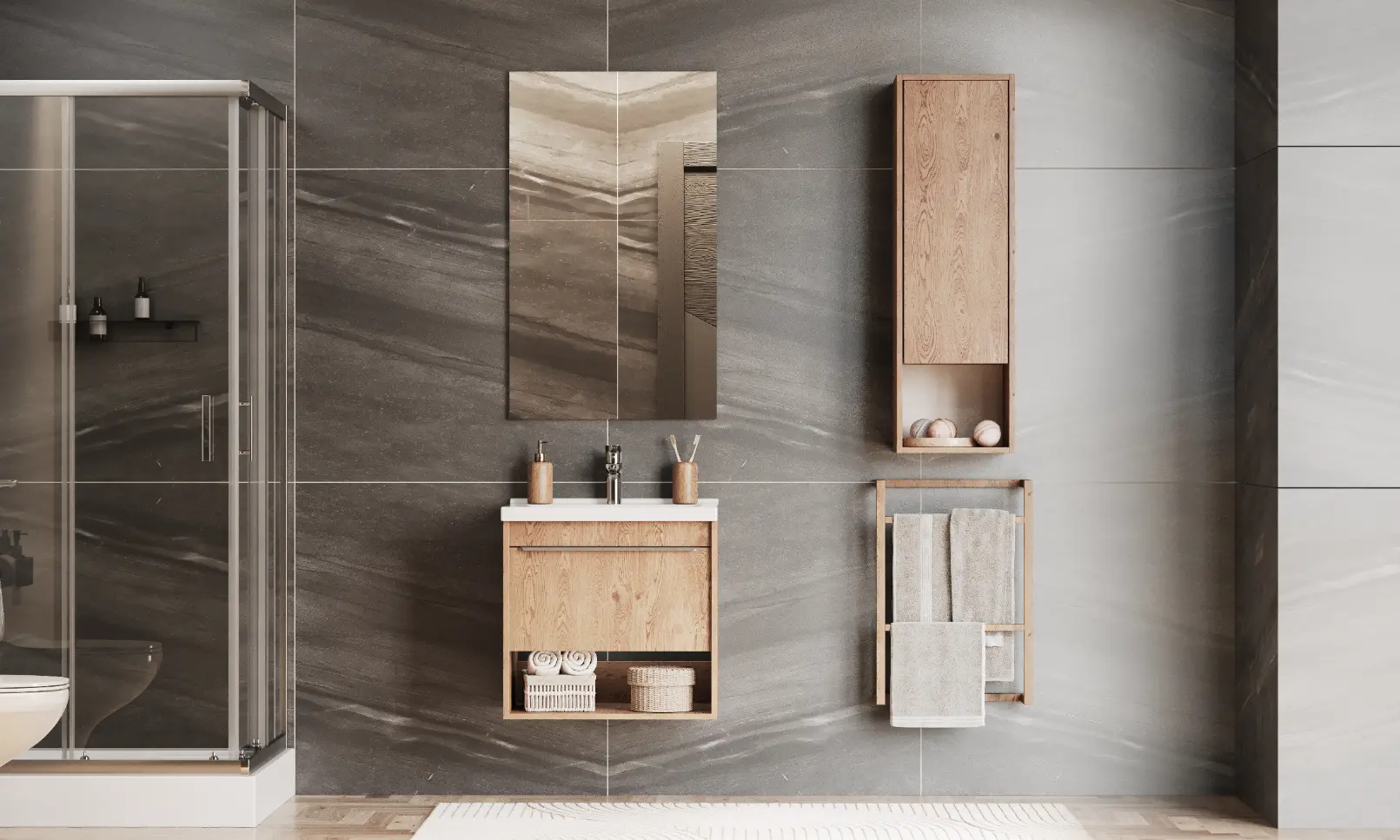 Тумба под раковину AQUATON Хоуп 60, 1 ящик, орех, 1A287201HP6C0