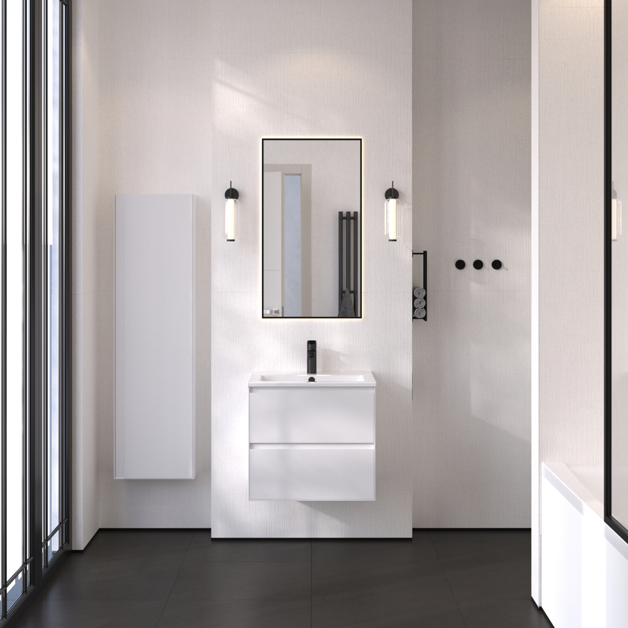 Тумба под раковину AQUATON Люмин 60 белый матовый 1A293901A52B0