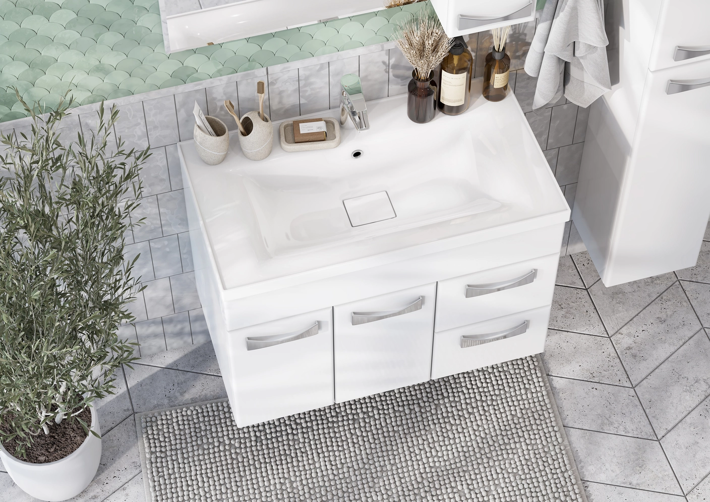 Новая коллекция раковин из литого мрамора AQUATON Айрис дополнена раковинами "Айрис" М с крышкой сливного отверстия из литого мрамора