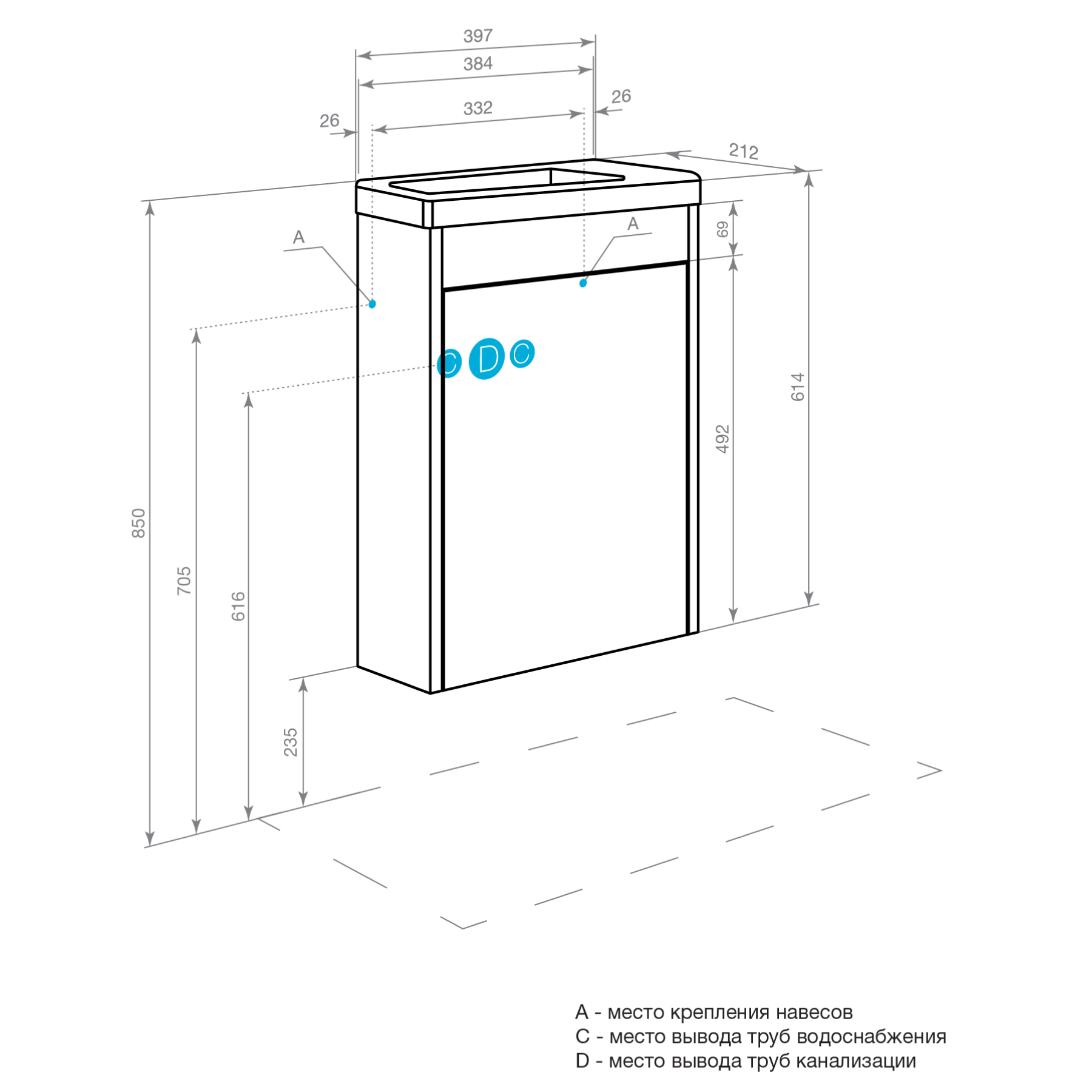 Комплект тумбы AQUATON Тори 40 белый глянец, раковины Миранда 40, 1A286901TO010