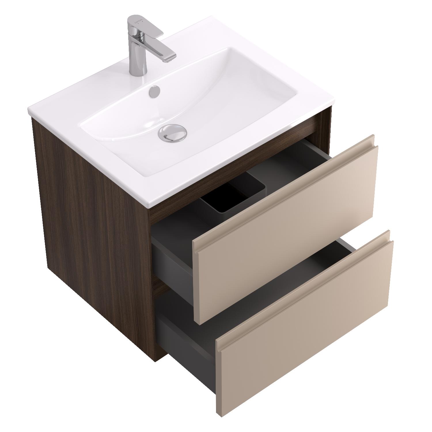 Тумба под раковину AQUATON Люмин 60 орех франклин/капучино 1A293901A5OK0