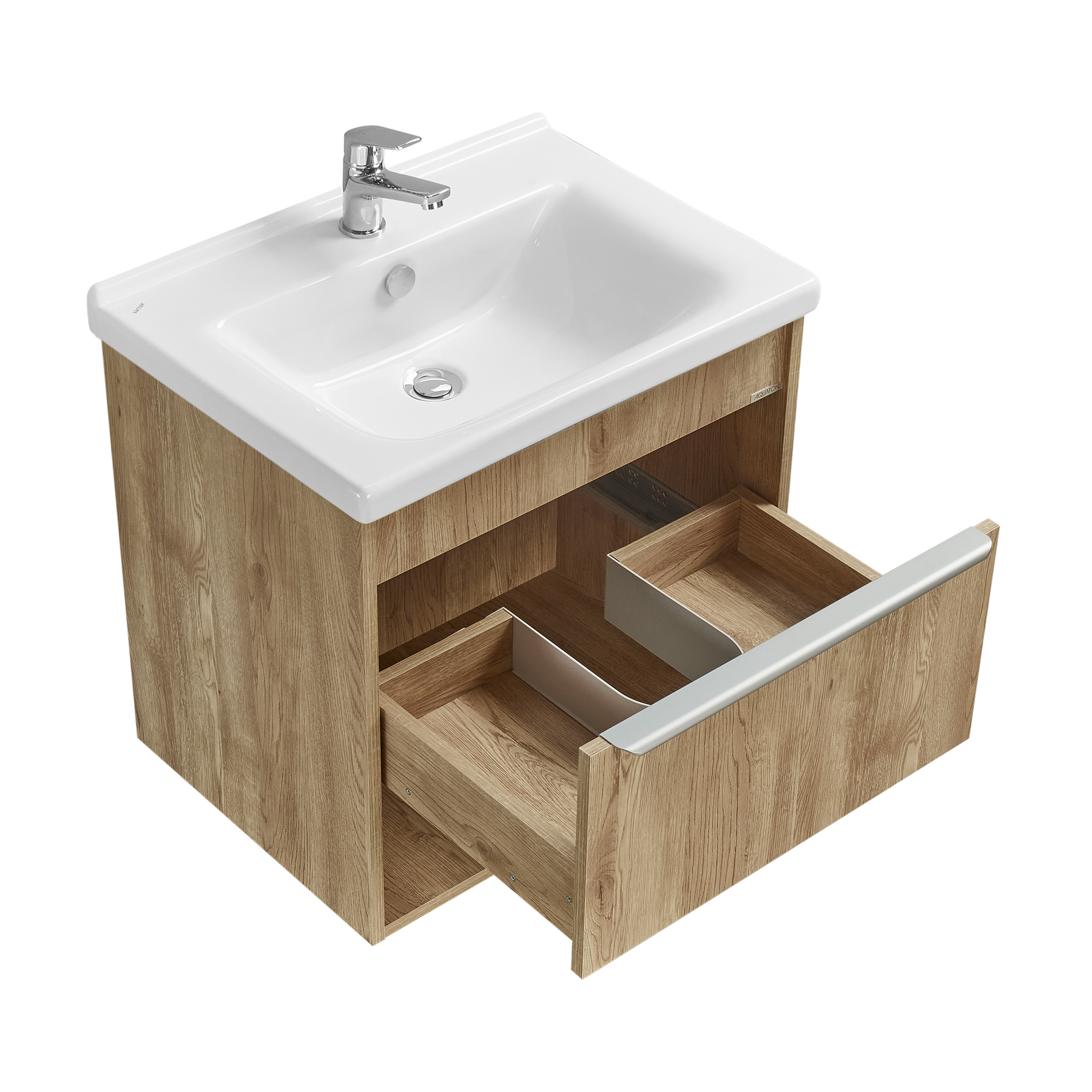 Тумба под раковину AQUATON Хоуп 60, 1 ящик, орех, 1A287201HP6C0