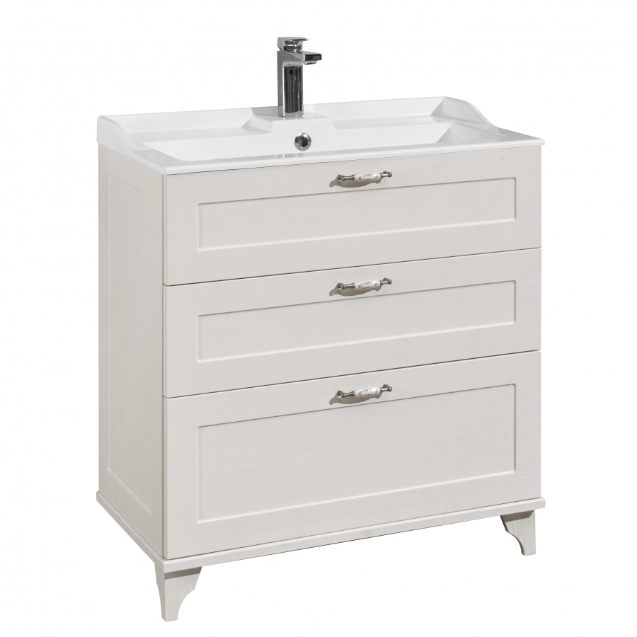 Тумба под раковину AQUATON Леон 80 Н дуб белый 1A187801LBPS0