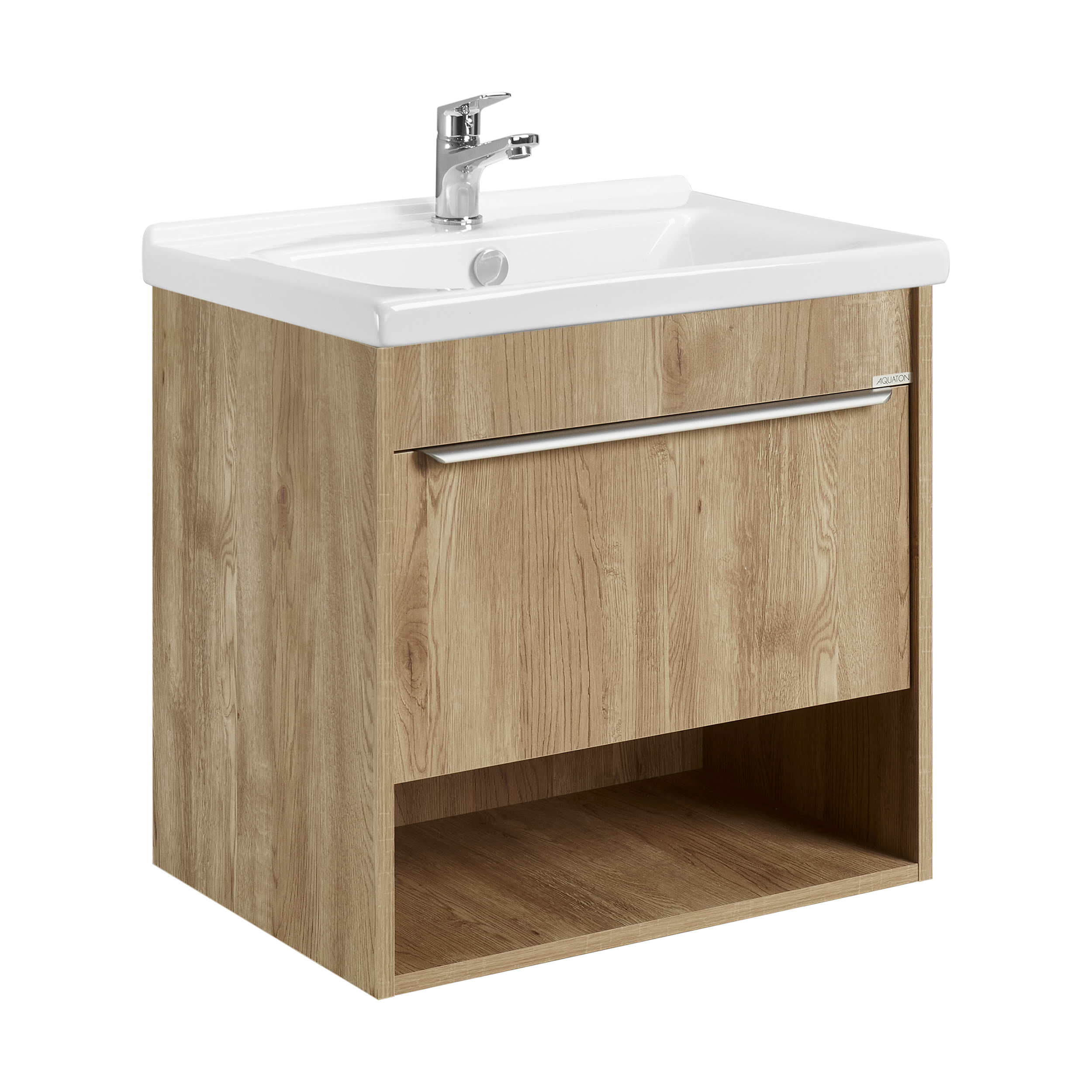 Тумба под раковину AQUATON Хоуп 60, 1 ящик, орех, 1A287201HP6C0
