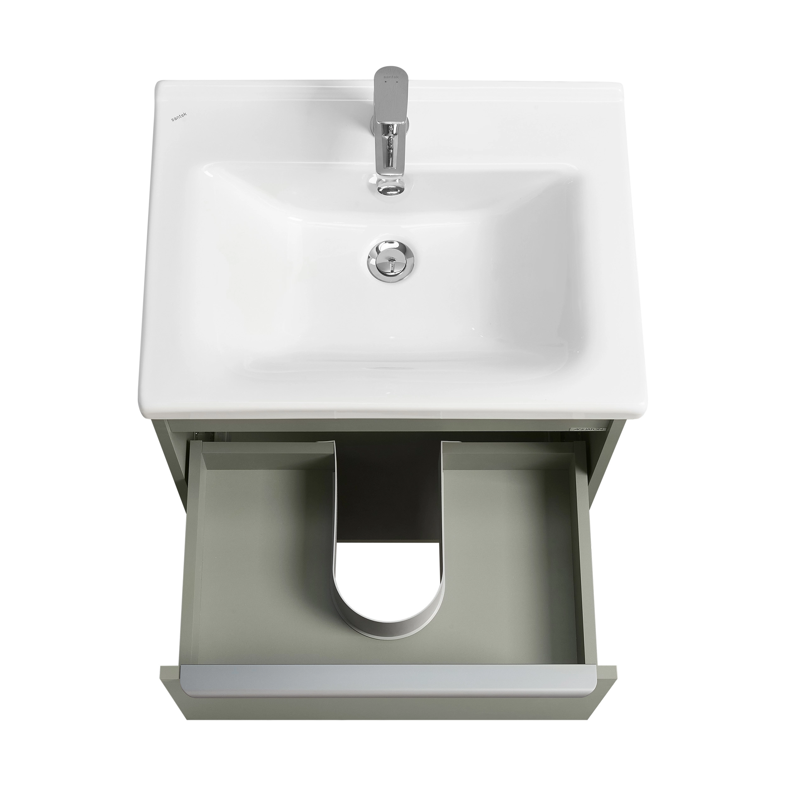 Тумба под раковину AQUATON Хоуп 60, 1 ящик, хаки, 1A287201HP9D0