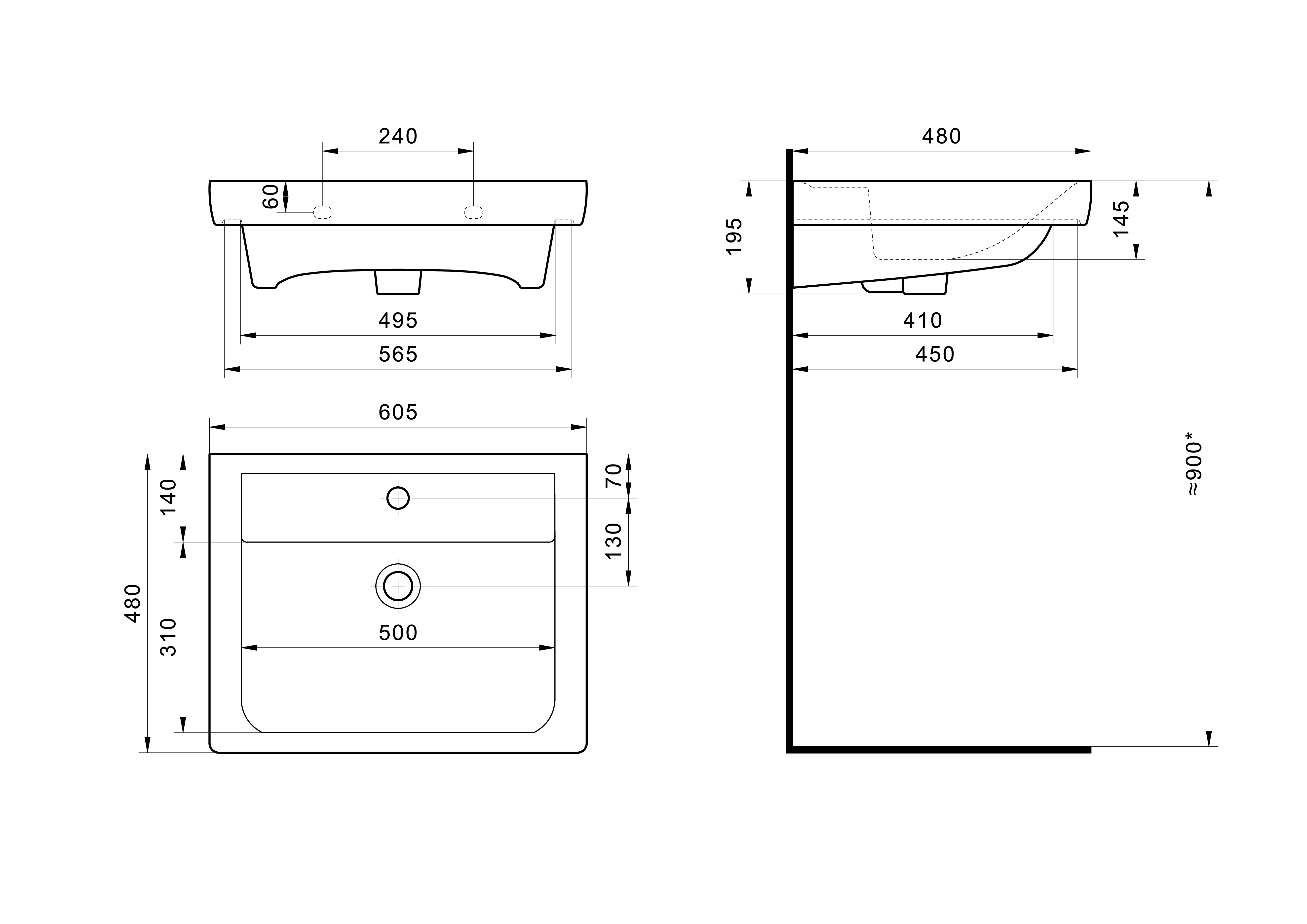 Раковина Santek Тигода 60 отверстие под смеситель 1WH302082