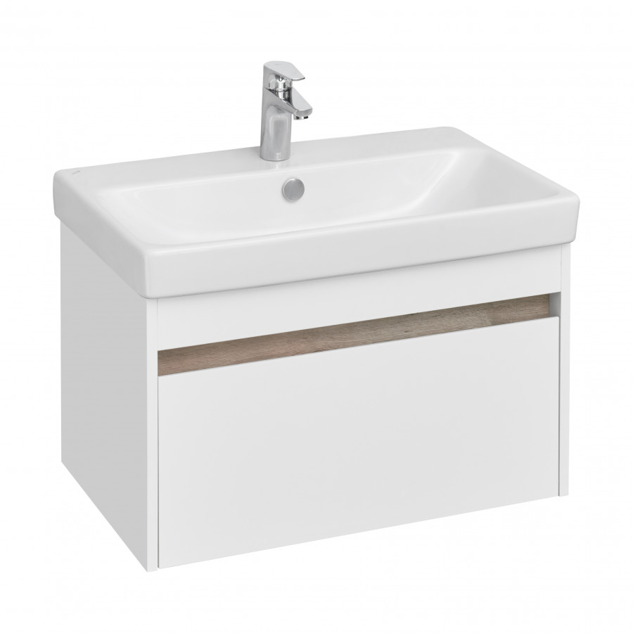 Тумба под раковину AQUATON Марти 70 белый, дуб эндгрейн 1A267501MY010