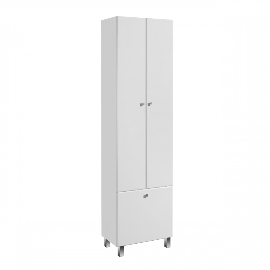 Шкаф - колонна AQUATON Симпл двустворчатая с бельевой корзиной белый 1A137403SL010