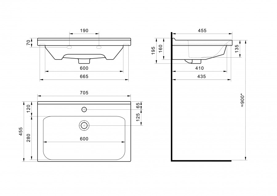 Раковина Santek Миранда 70 отверстие под смеситель 1WH302250