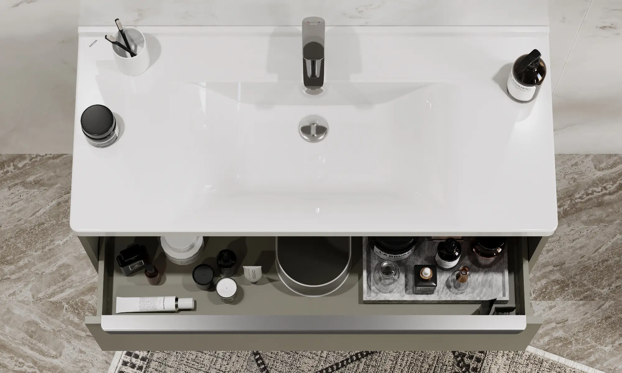 Тумба под раковину AQUATON Хоуп 100, 1 ящик, хаки, 1A287401HP9D0